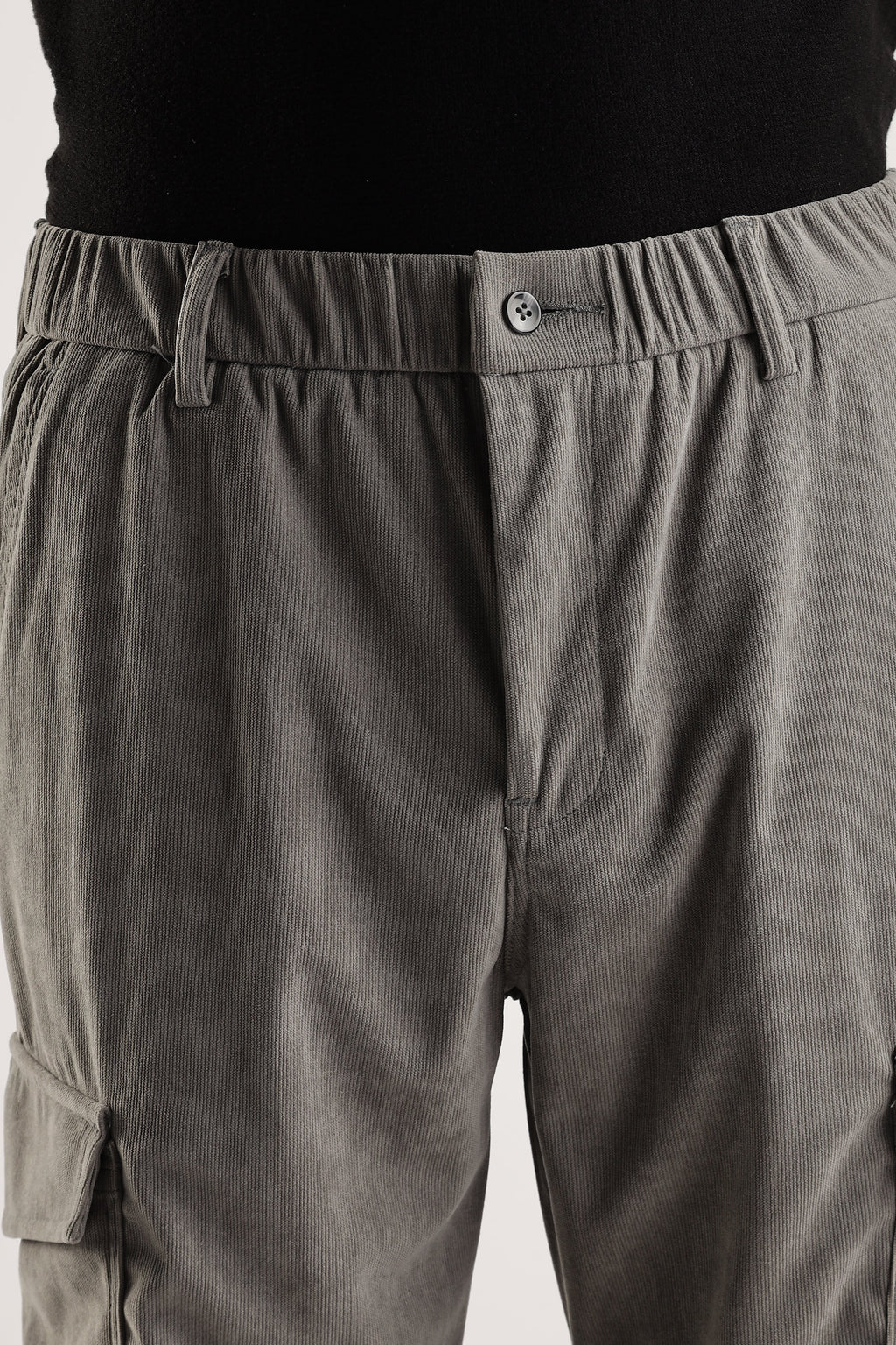 Men Corduroy Relaxed Cargo-Lt Grey