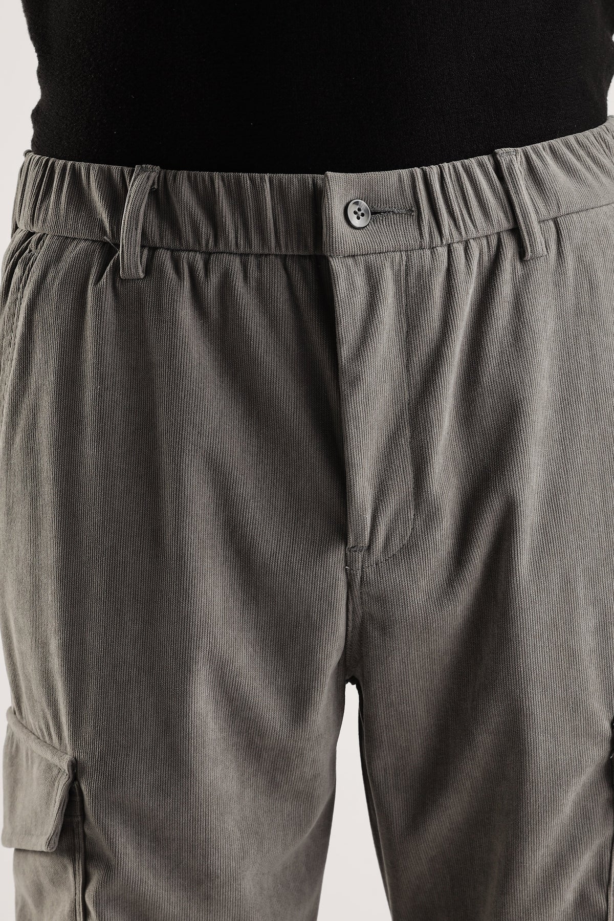 Men Corduroy Relaxed Cargo-Lt Grey