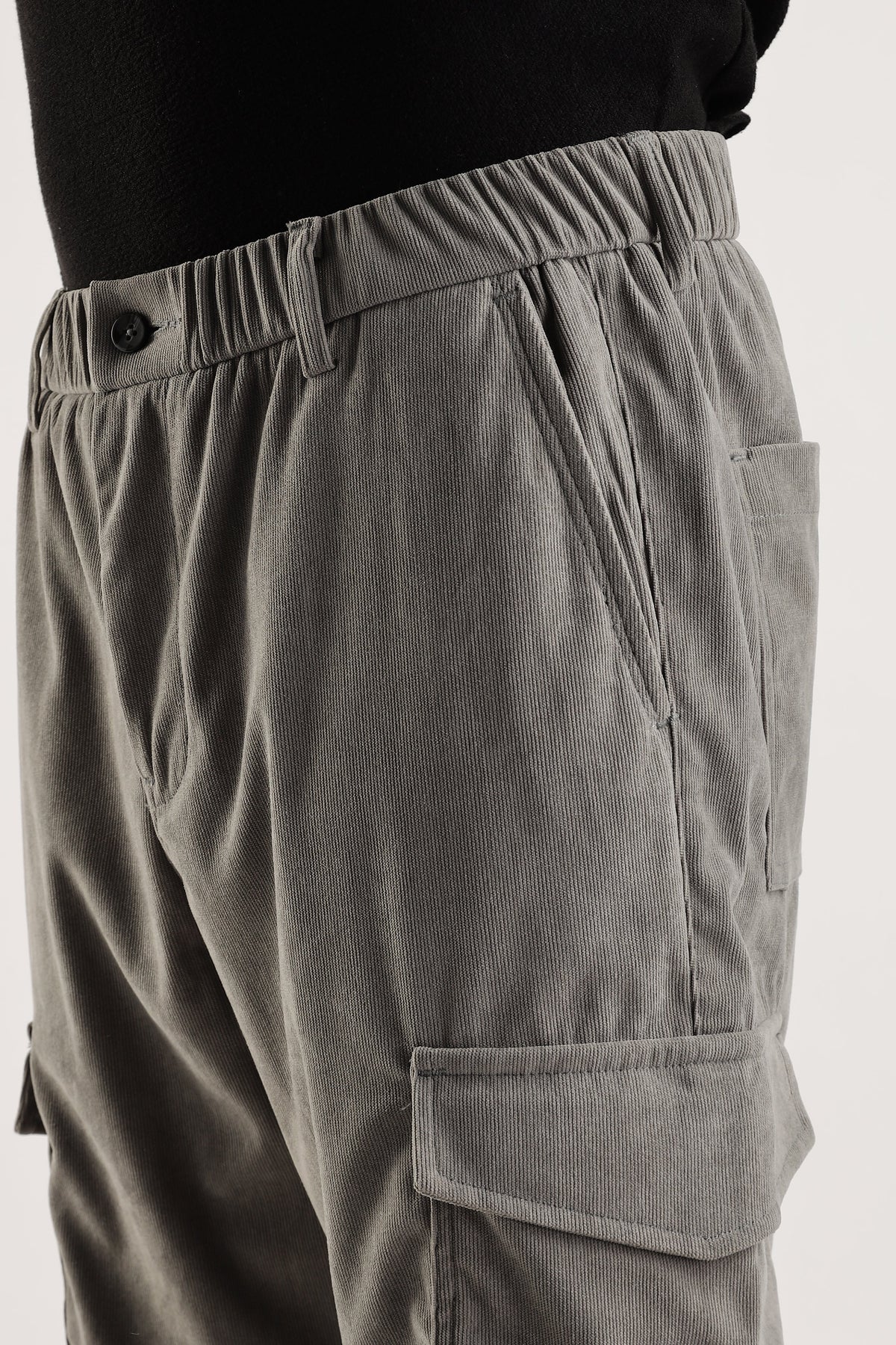 Men Corduroy Relaxed Cargo-Lt Grey