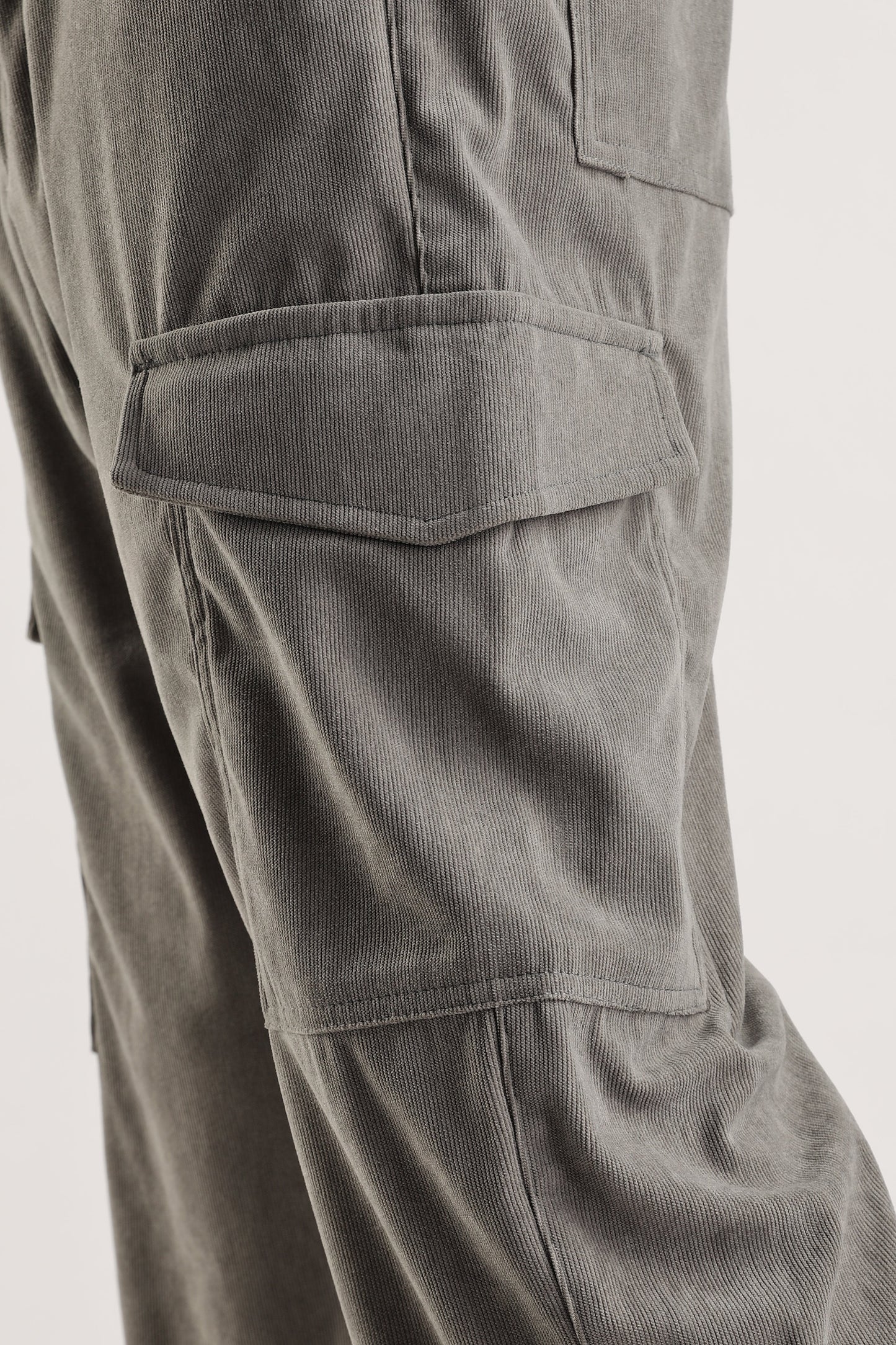 Men Corduroy Relaxed Cargo-Lt Grey