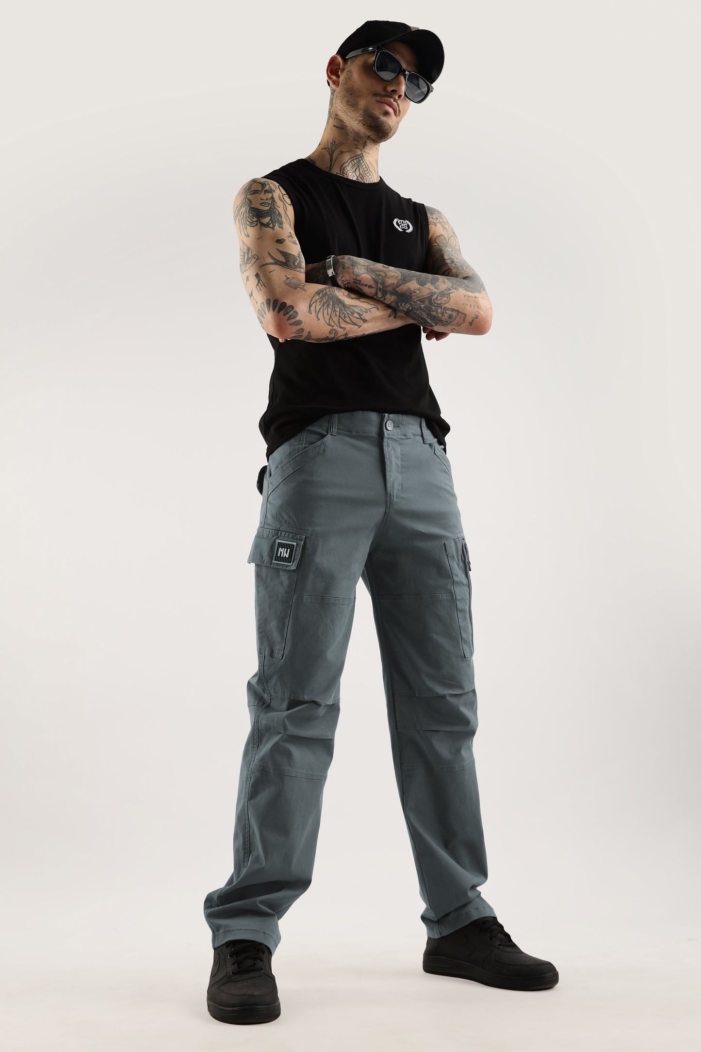 Men Heavy Twill Cargo-Grey