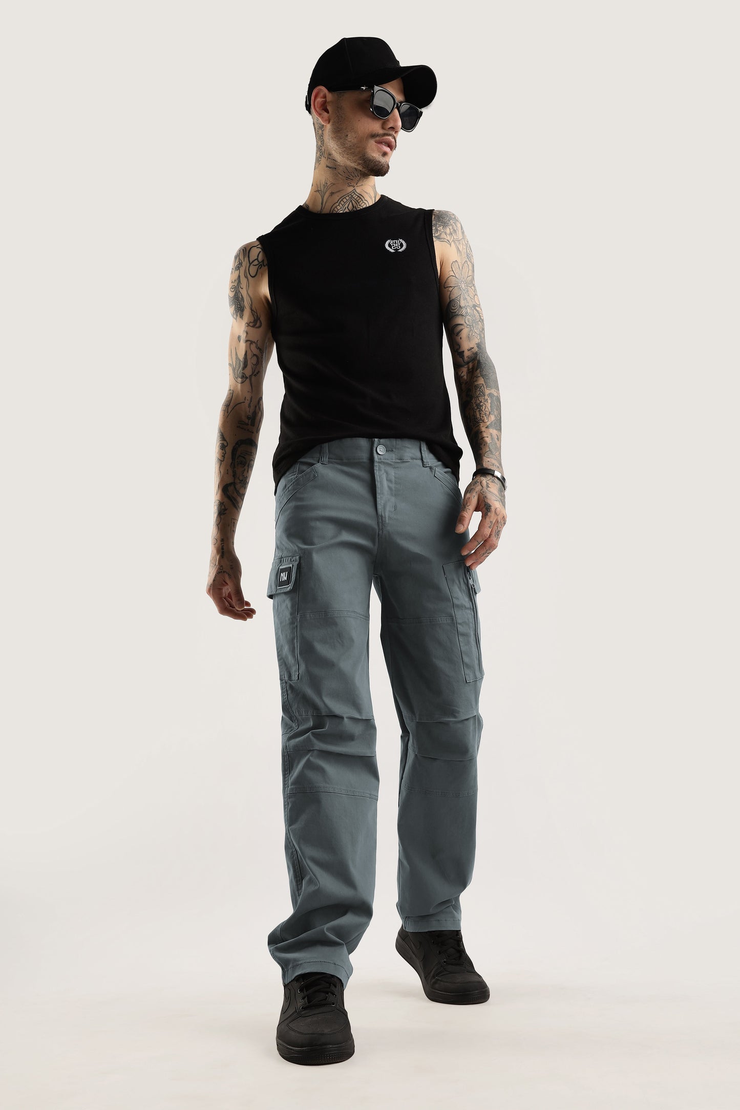 Men Heavy Twill Cargo-Grey