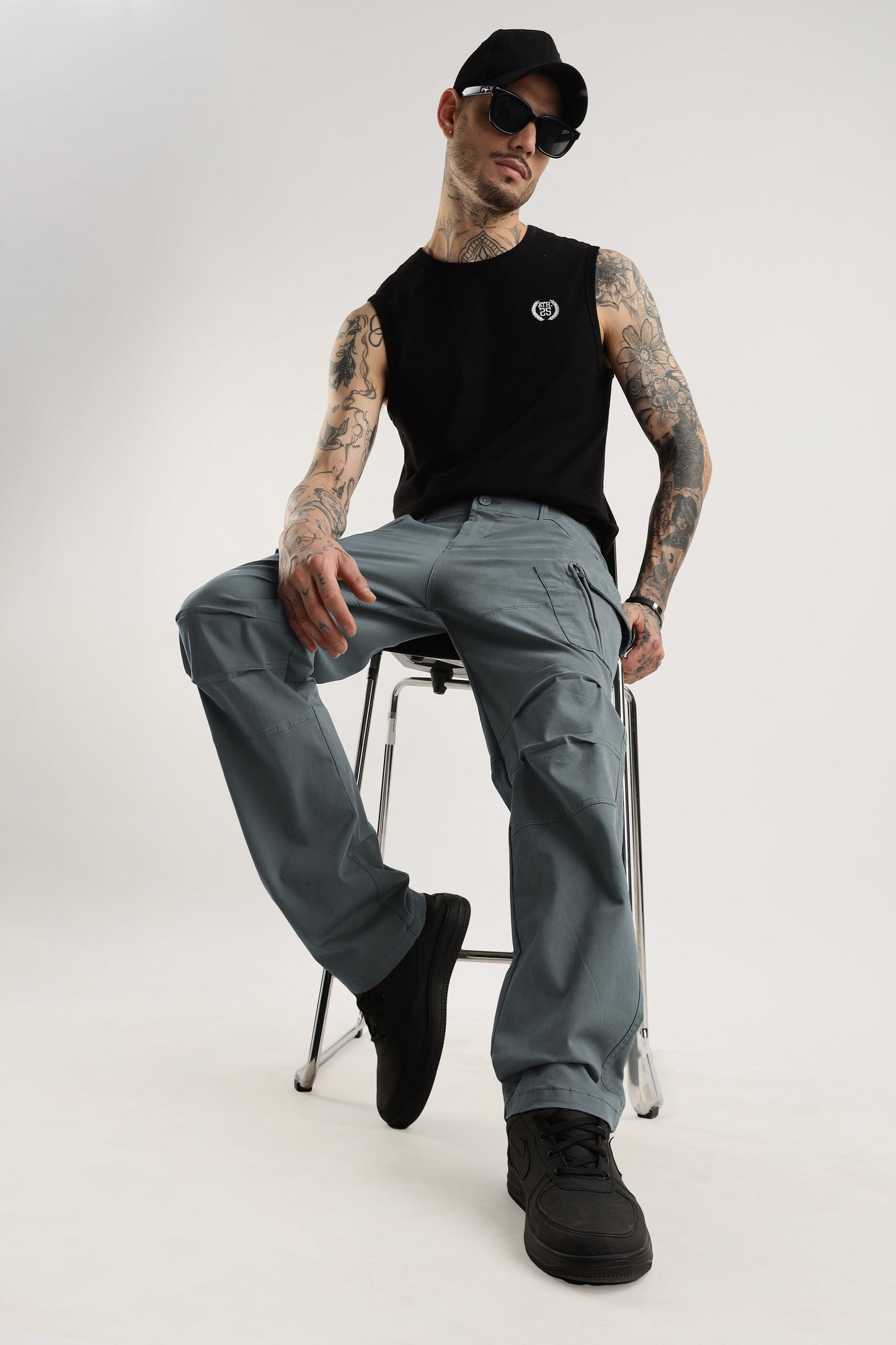 Men Heavy Twill Cargo-Grey