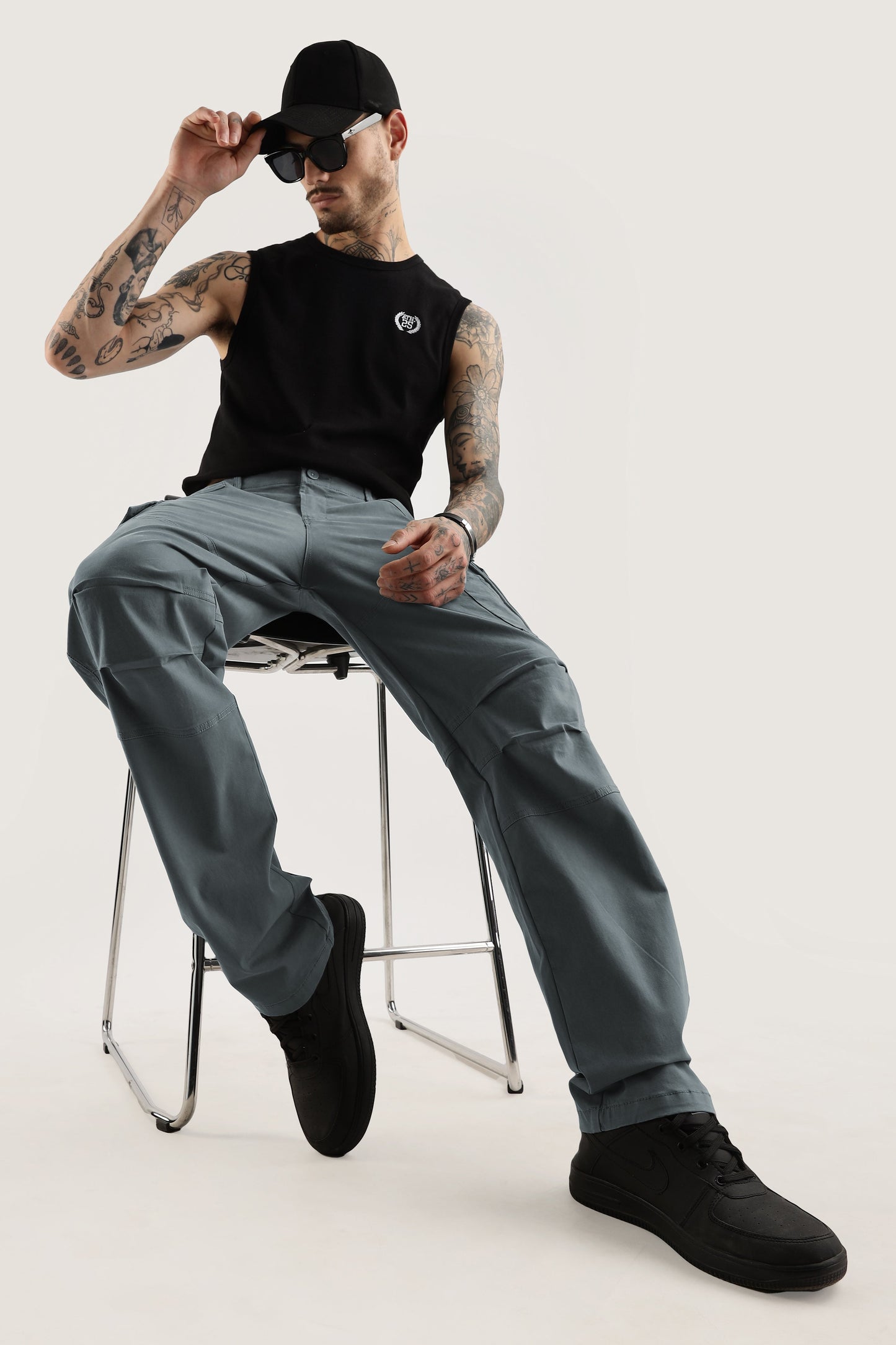 Men Heavy Twill Cargo-Grey