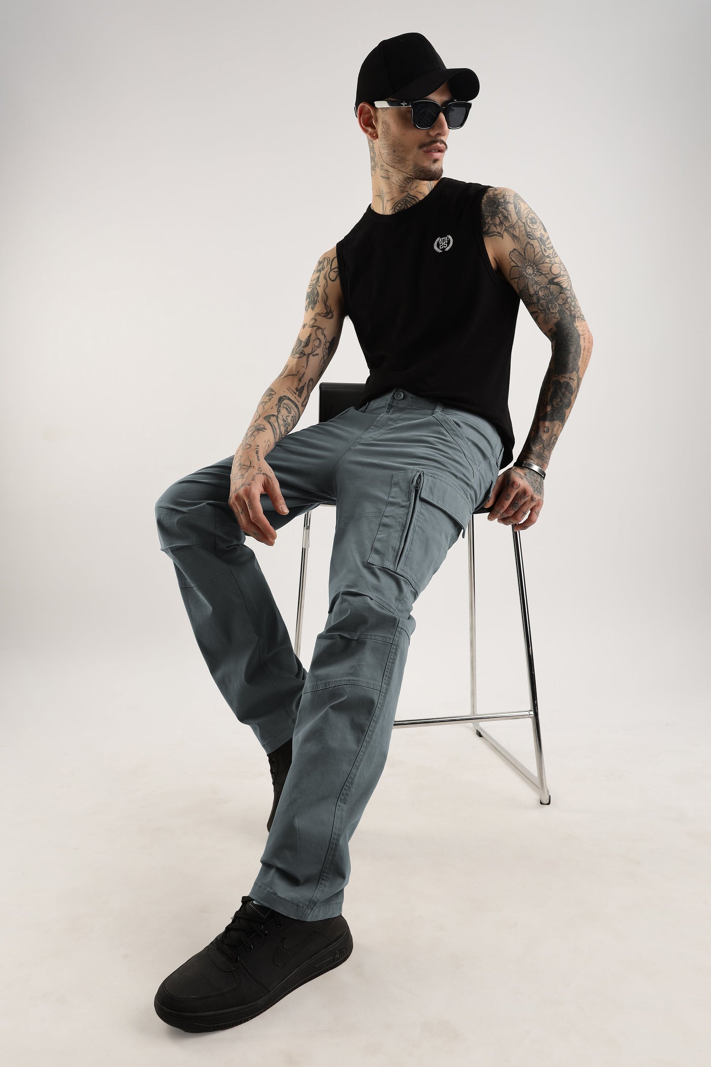 Men Heavy Twill Cargo-Grey