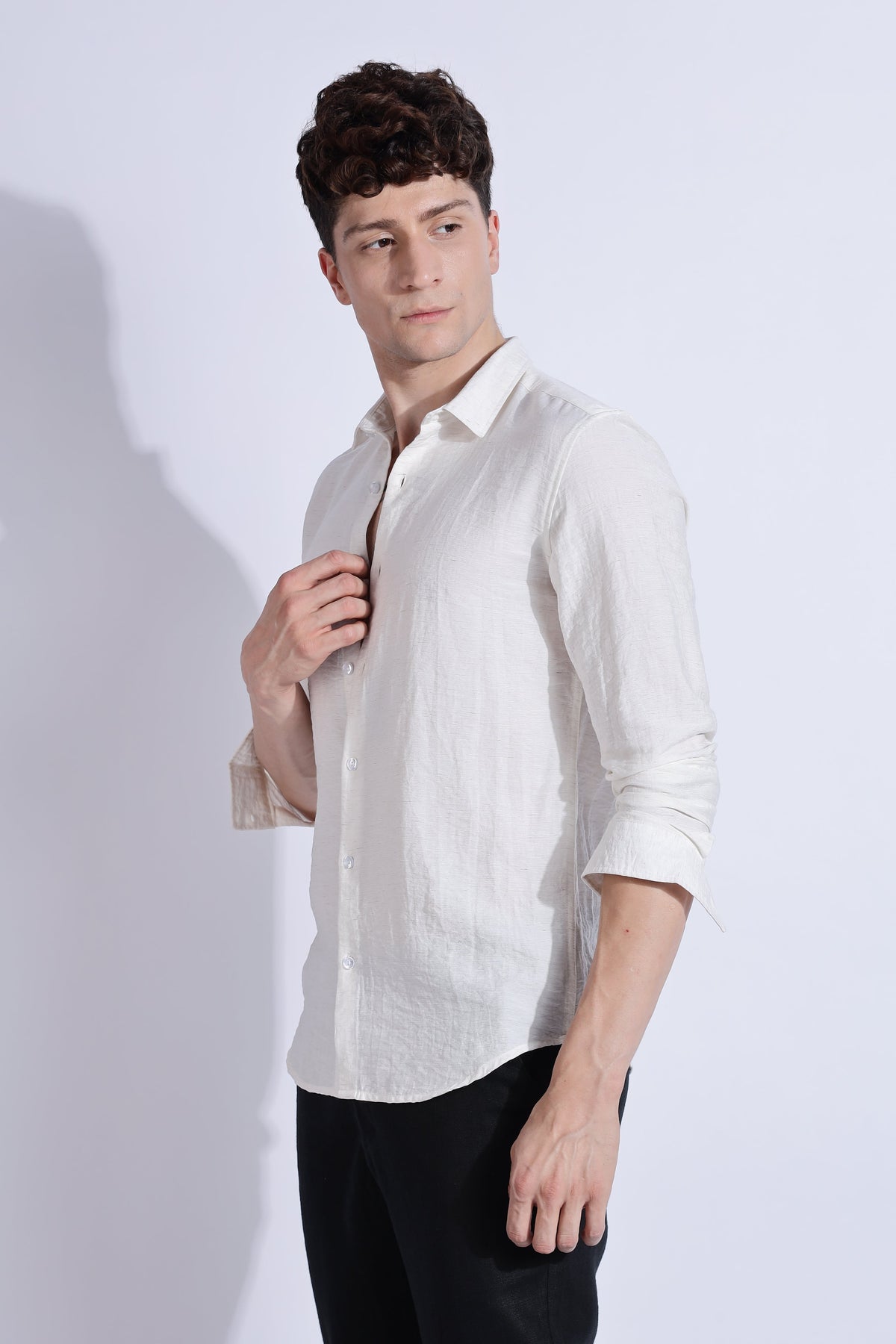 Men Lucas Look Linen Shirt- White