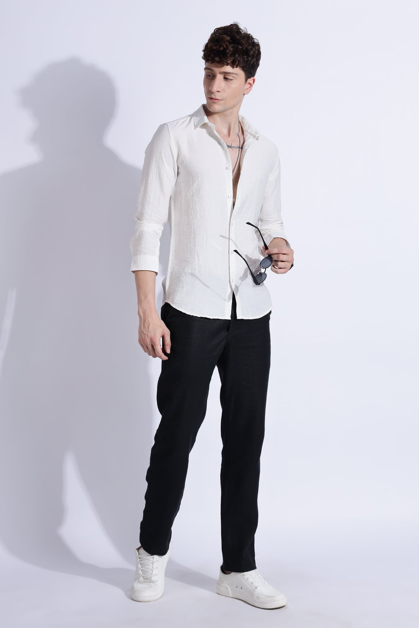 Men Lucas Look Linen Shirt- White