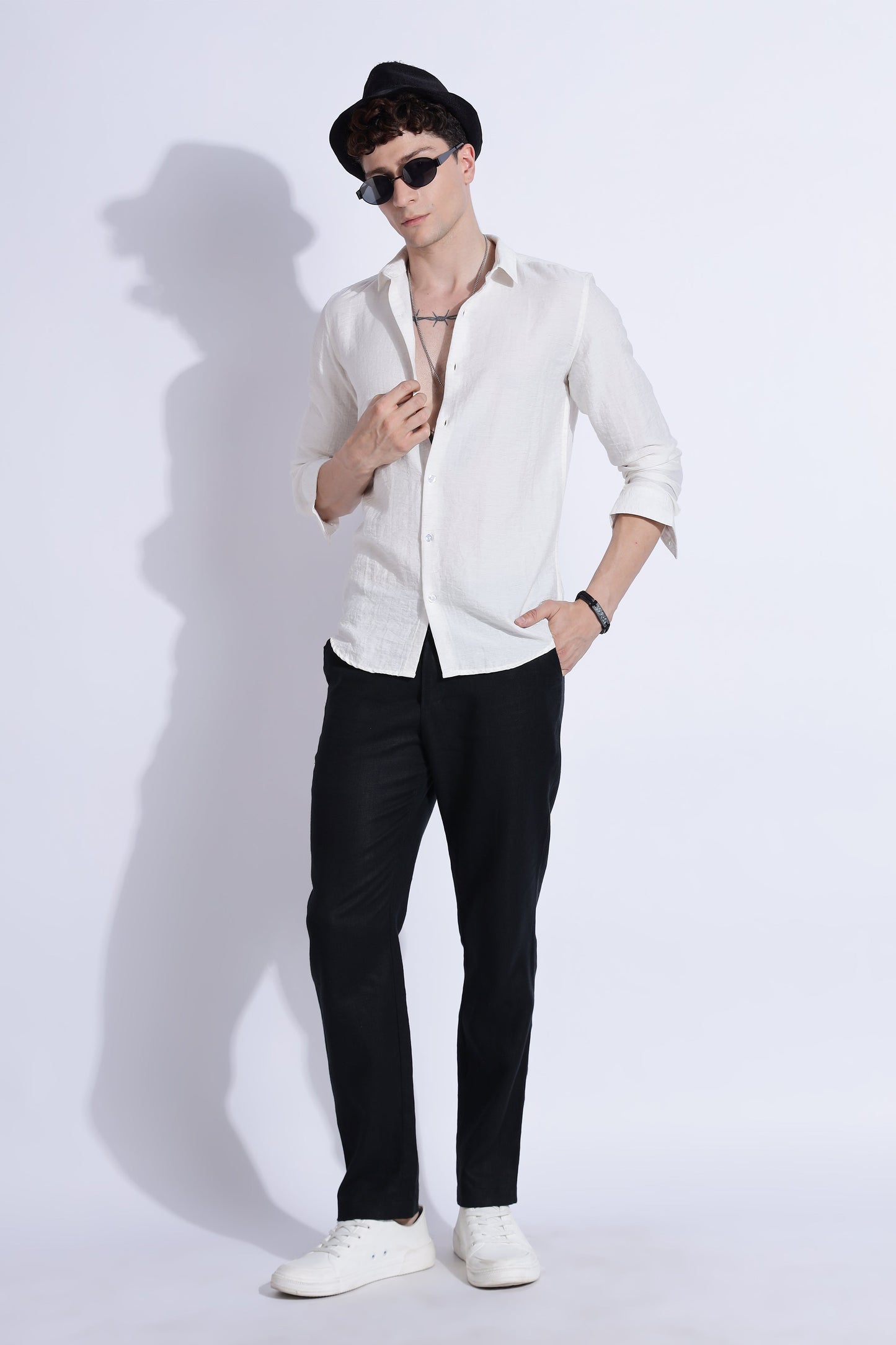 Men Lucas Look Linen Shirt- White