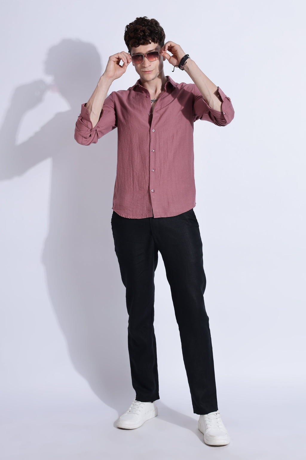 Men Lucas Look Linen Shirt-Pink