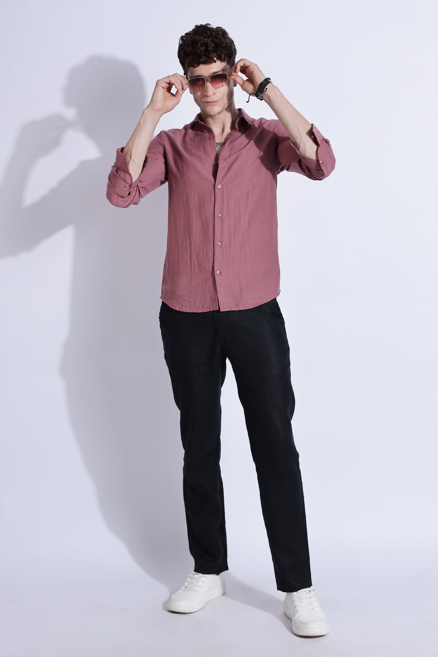 Men Lucas Look Linen Shirt-Black