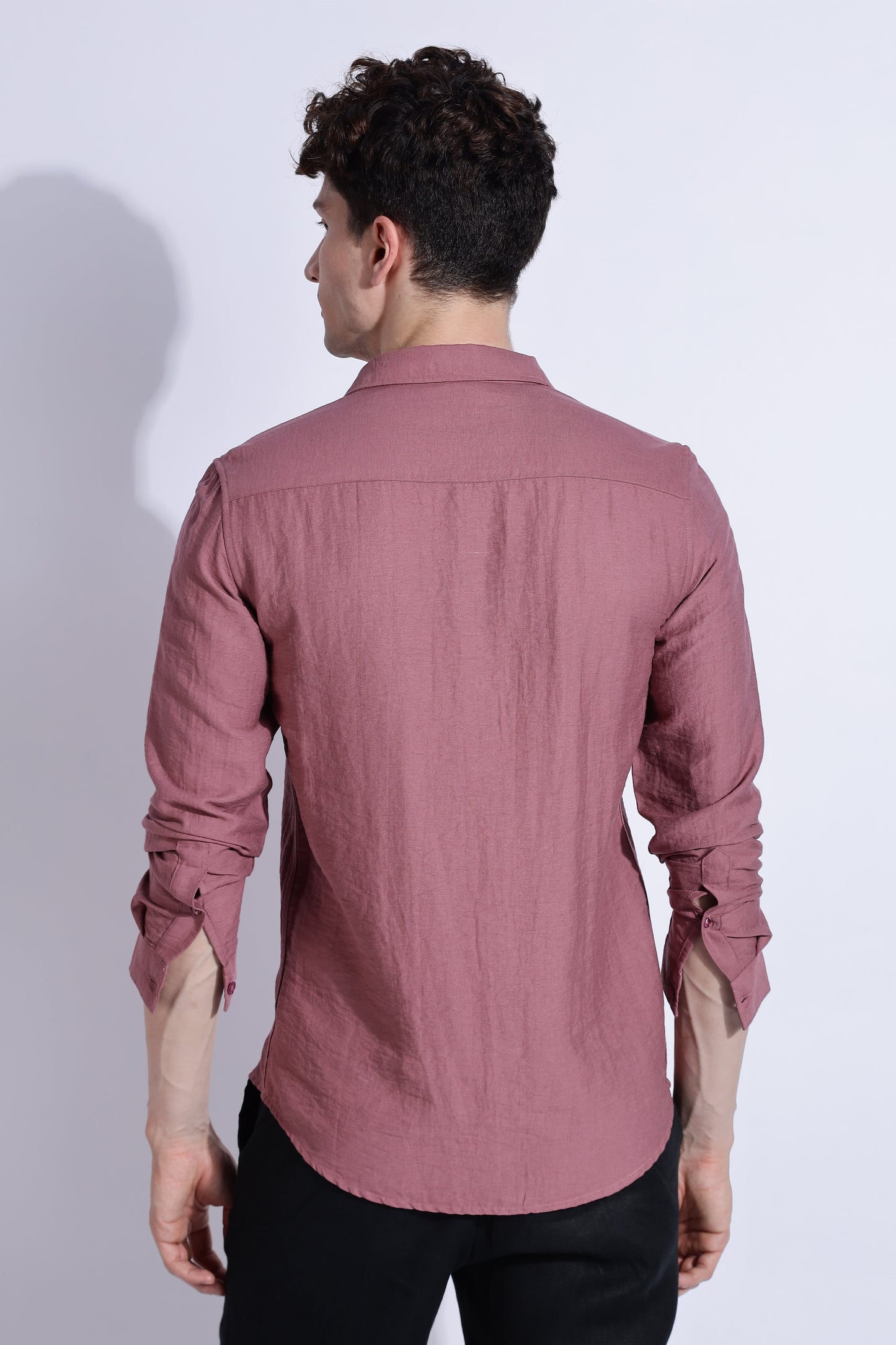 Men Lucas Look Linen Shirt-Pink