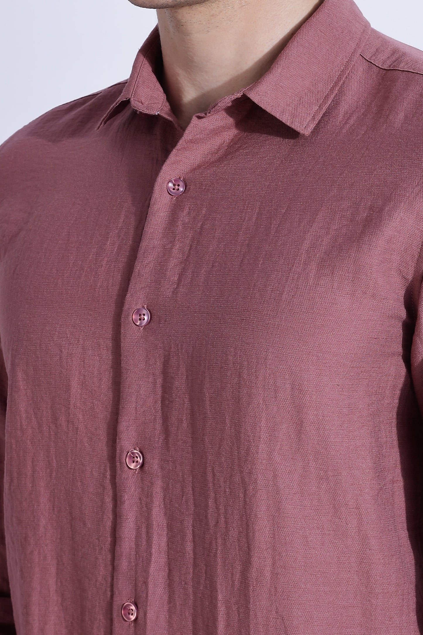 Men Lucas Look Linen Shirt-Pink