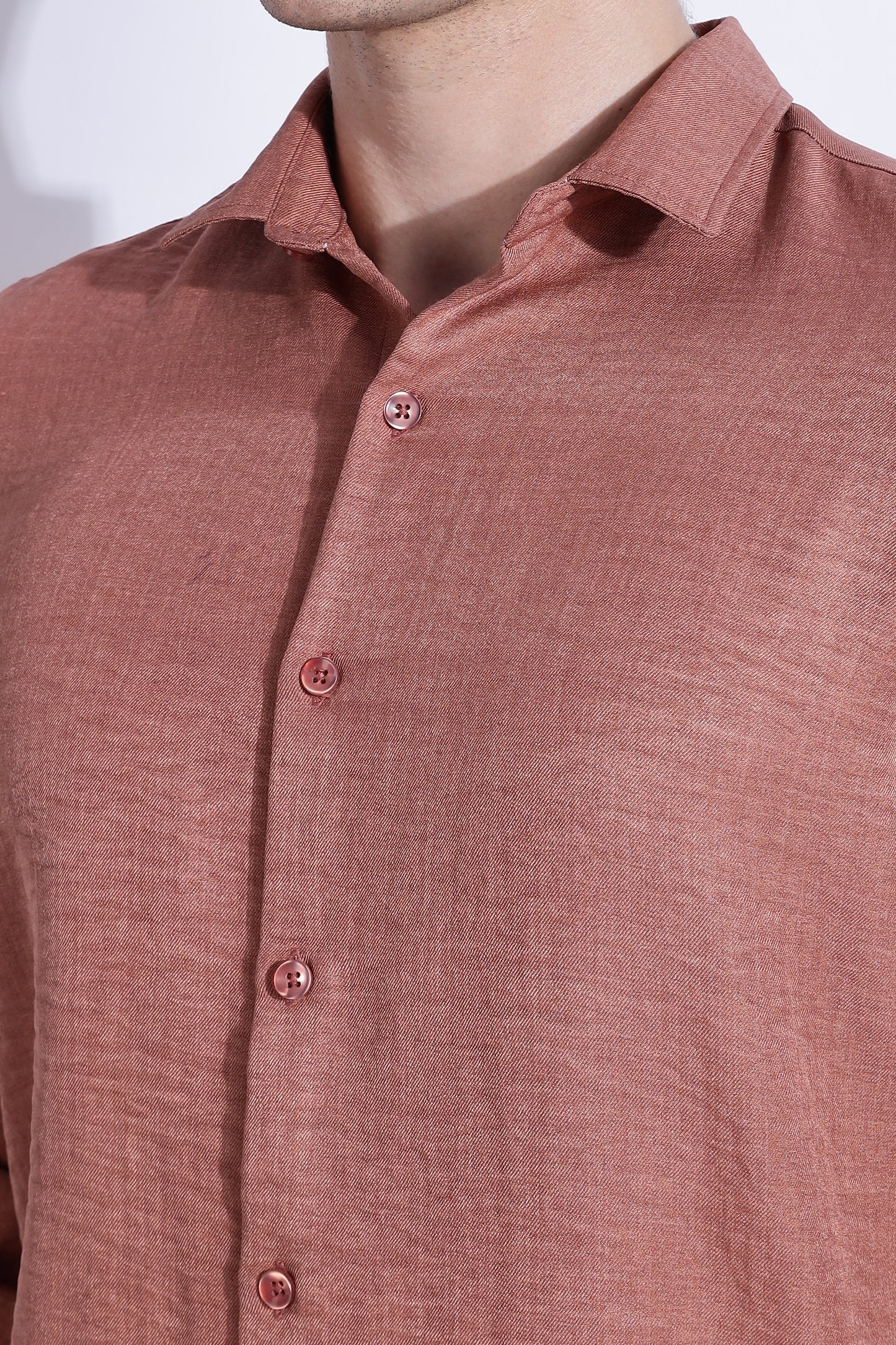 Men Air Linen Like Shirt-Pink