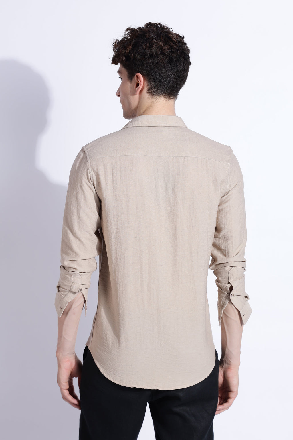 Men Lucas Look Linen Shirt-Beige