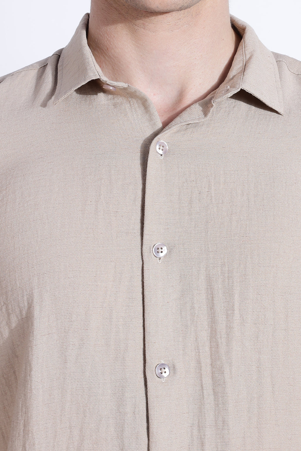 Men Lucas Look Linen Shirt-Beige