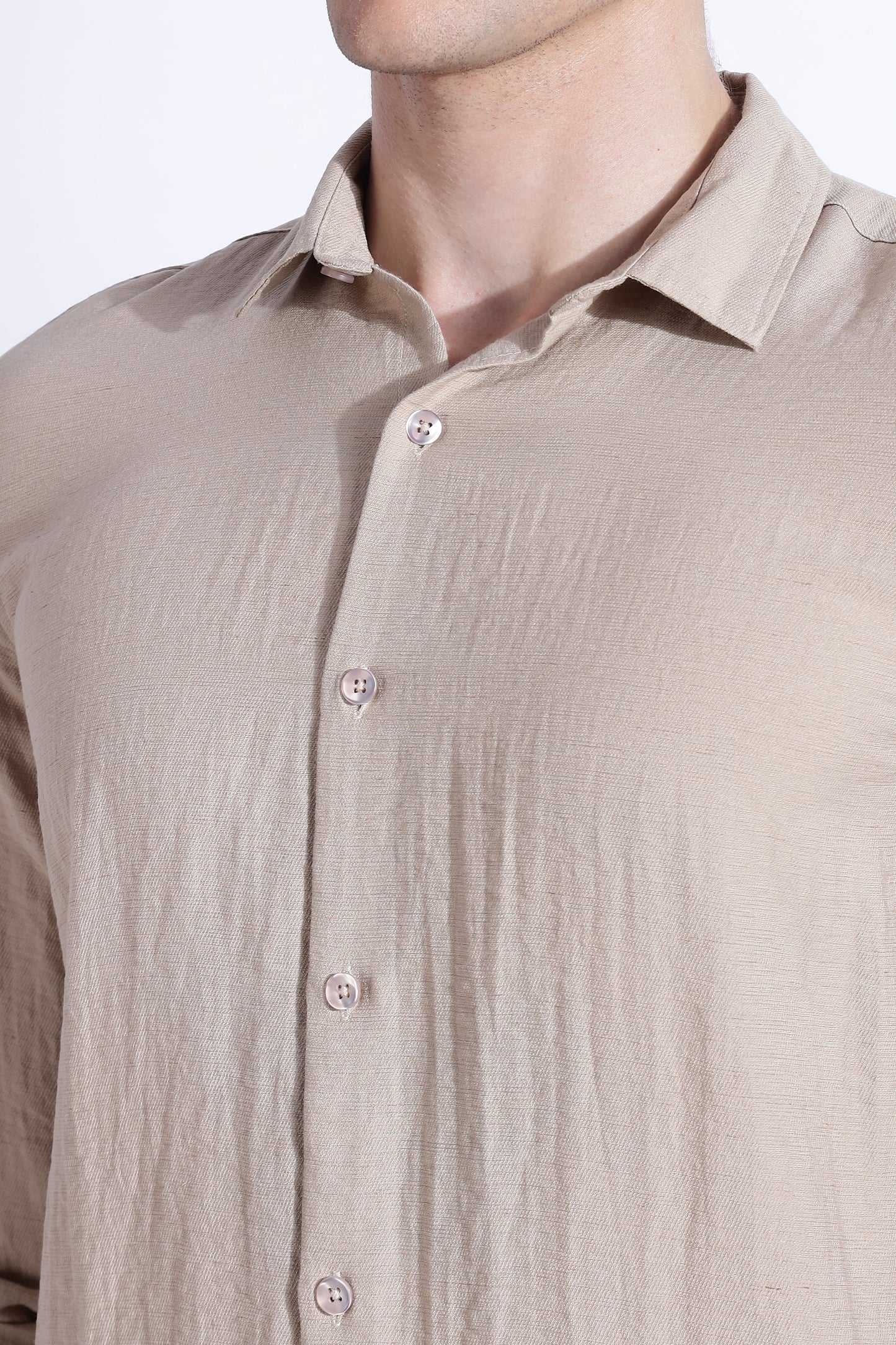 Men Lucas Look Linen Shirt-Beige