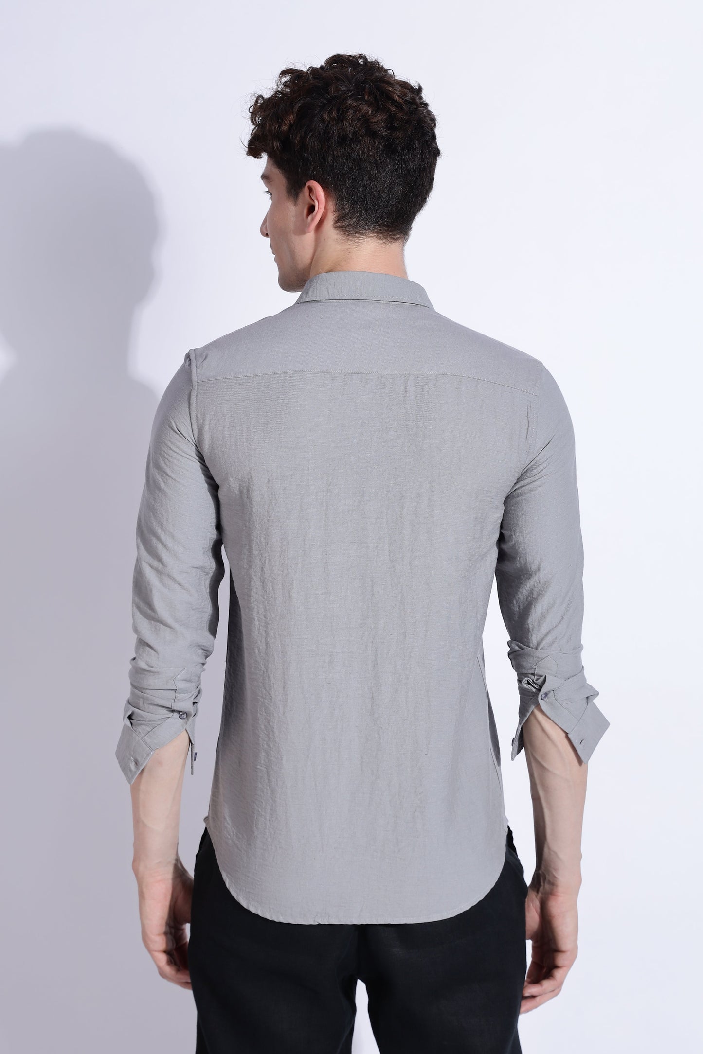 Men Lucas Look Linen Shirt-Grey