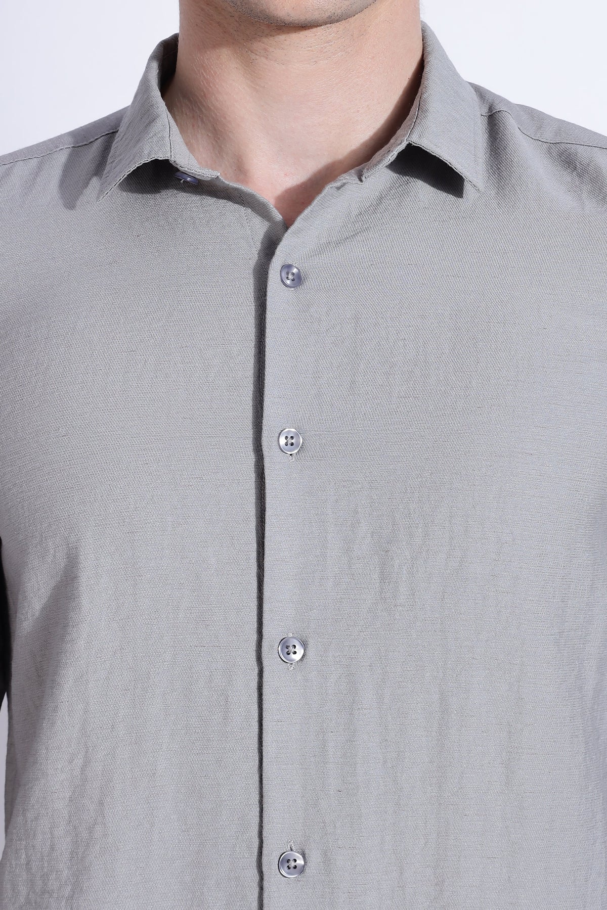 Men Lucas Look Linen Shirt-Grey