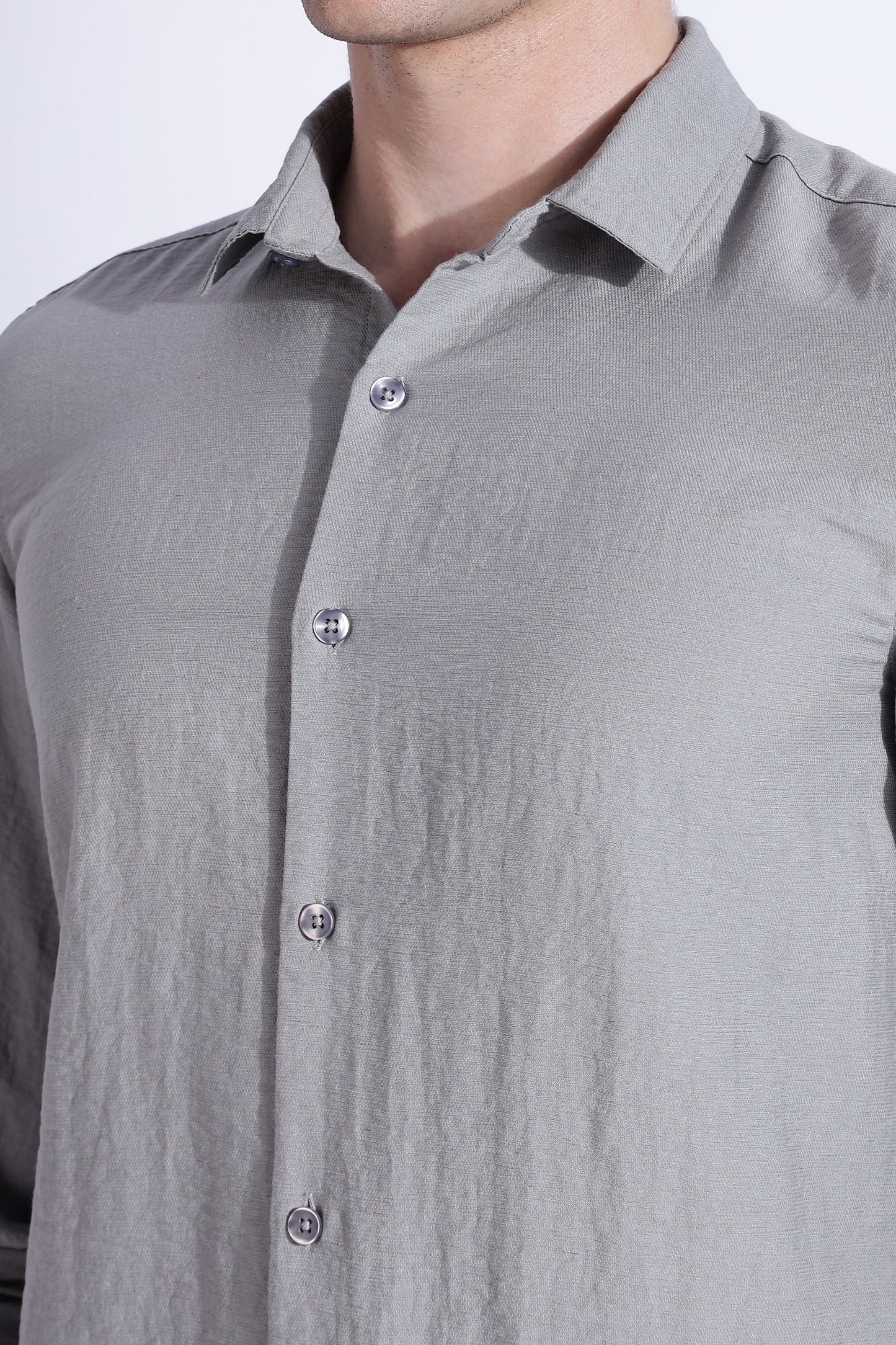 Men Lucas Look Linen Shirt-Grey