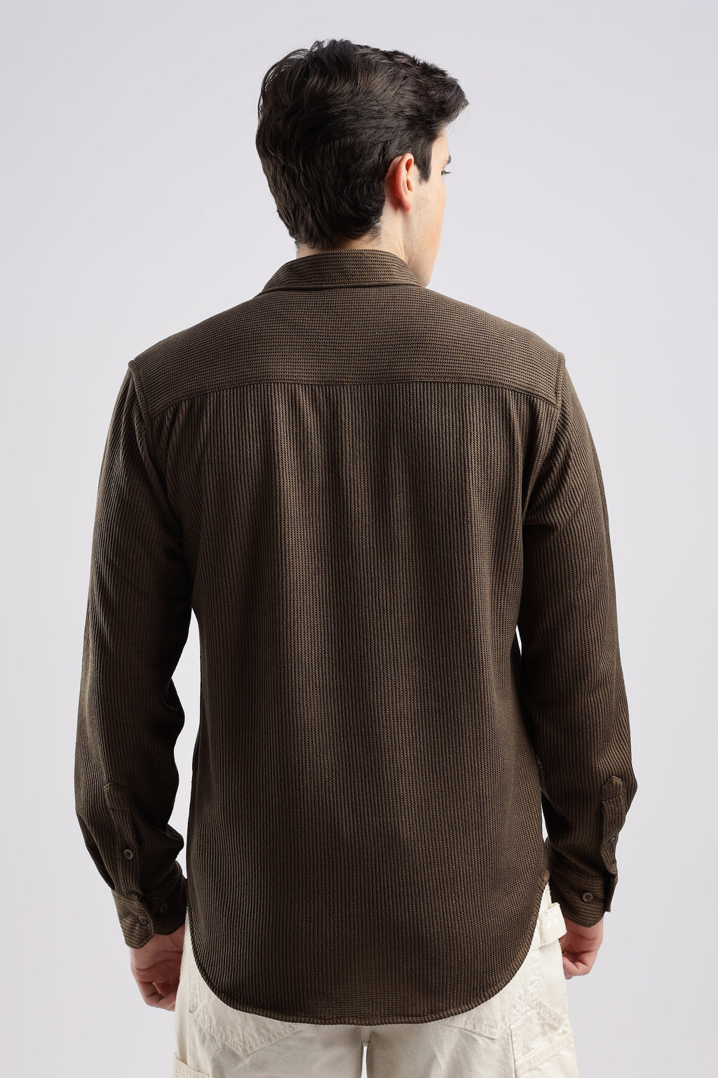 Men Knitted TXO Shirts-Brown
