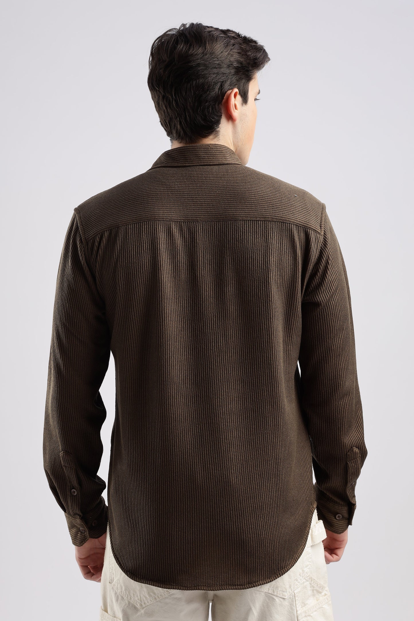 Men Knitted TXO Shirts-Brown