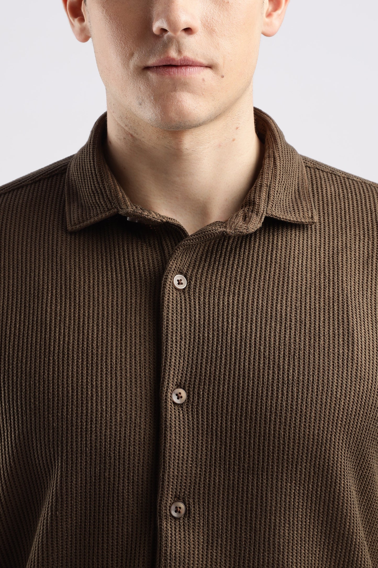 Men Knitted TXO Shirts-Brown
