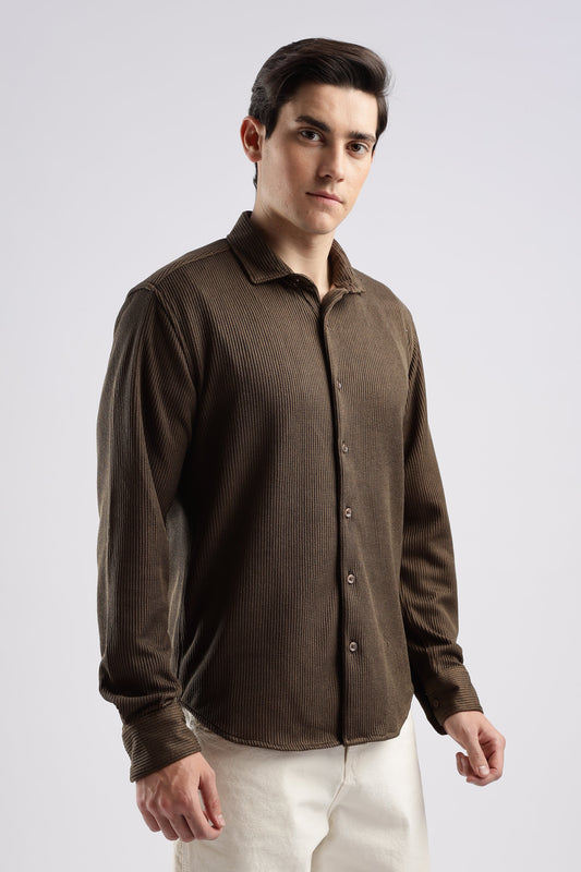 Men Knitted TXO Shirts-Brown