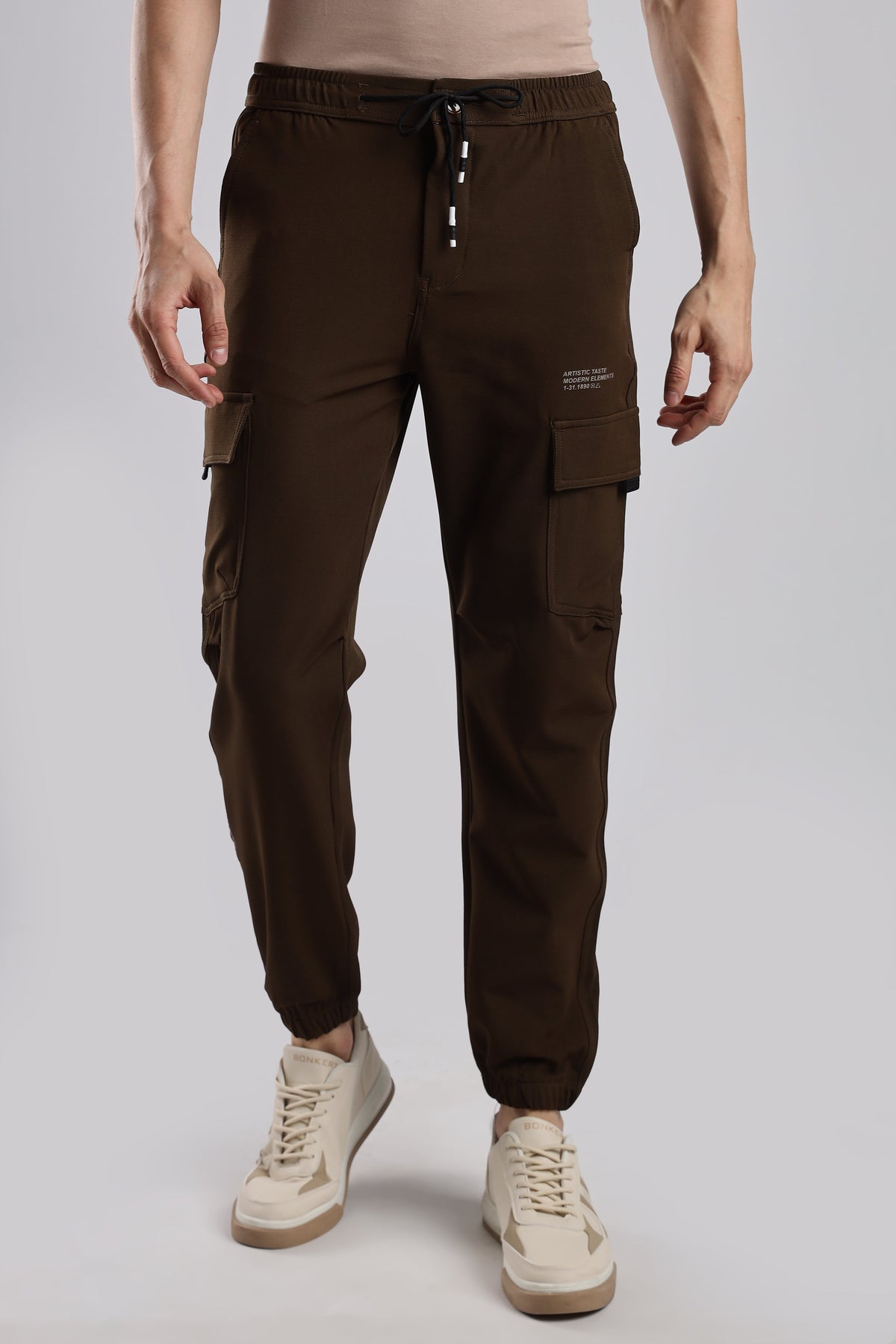 Men Structured Imported Utility Joggers-Navy