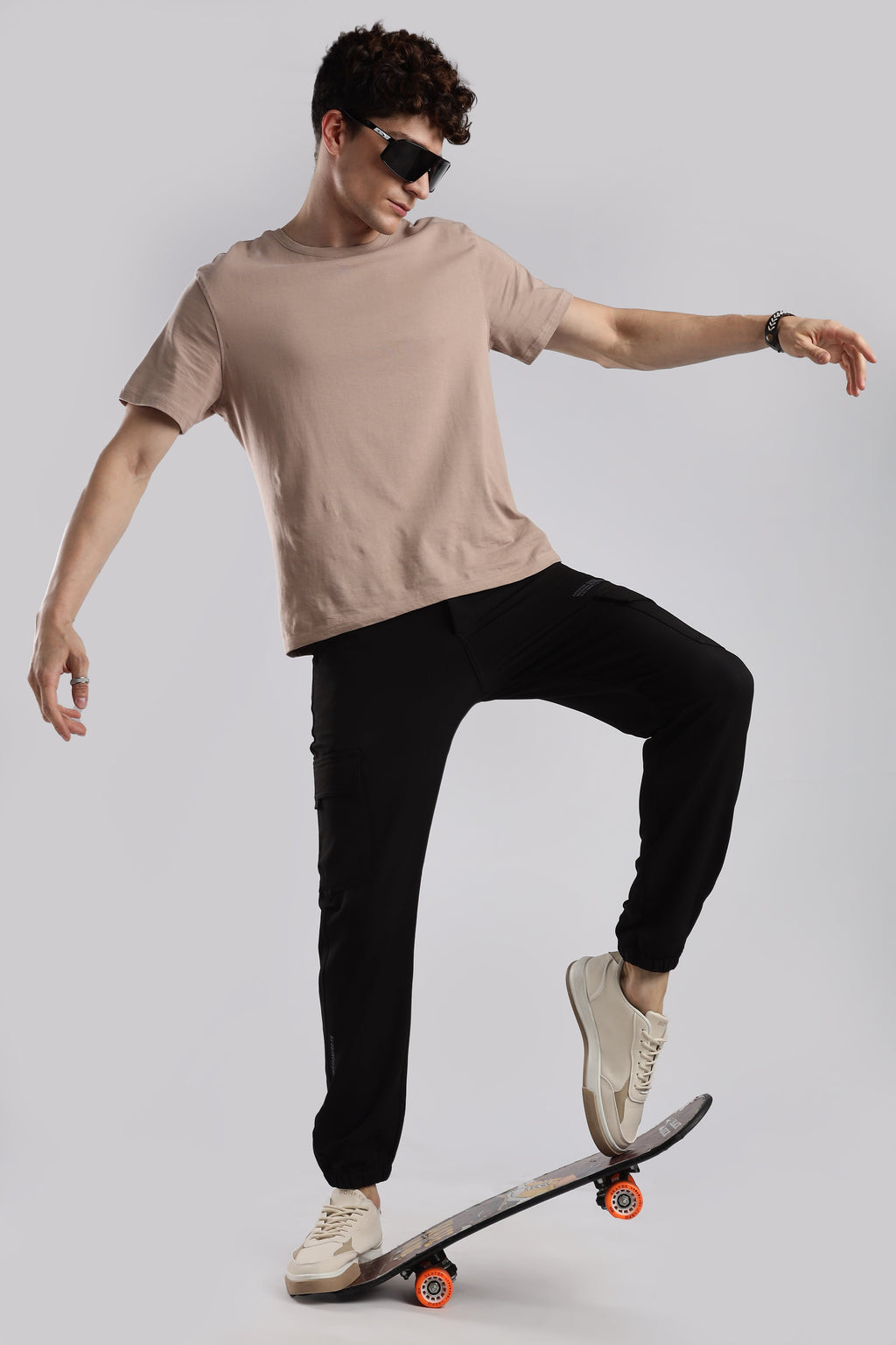 Men Structured Imported Utility Joggers-Black