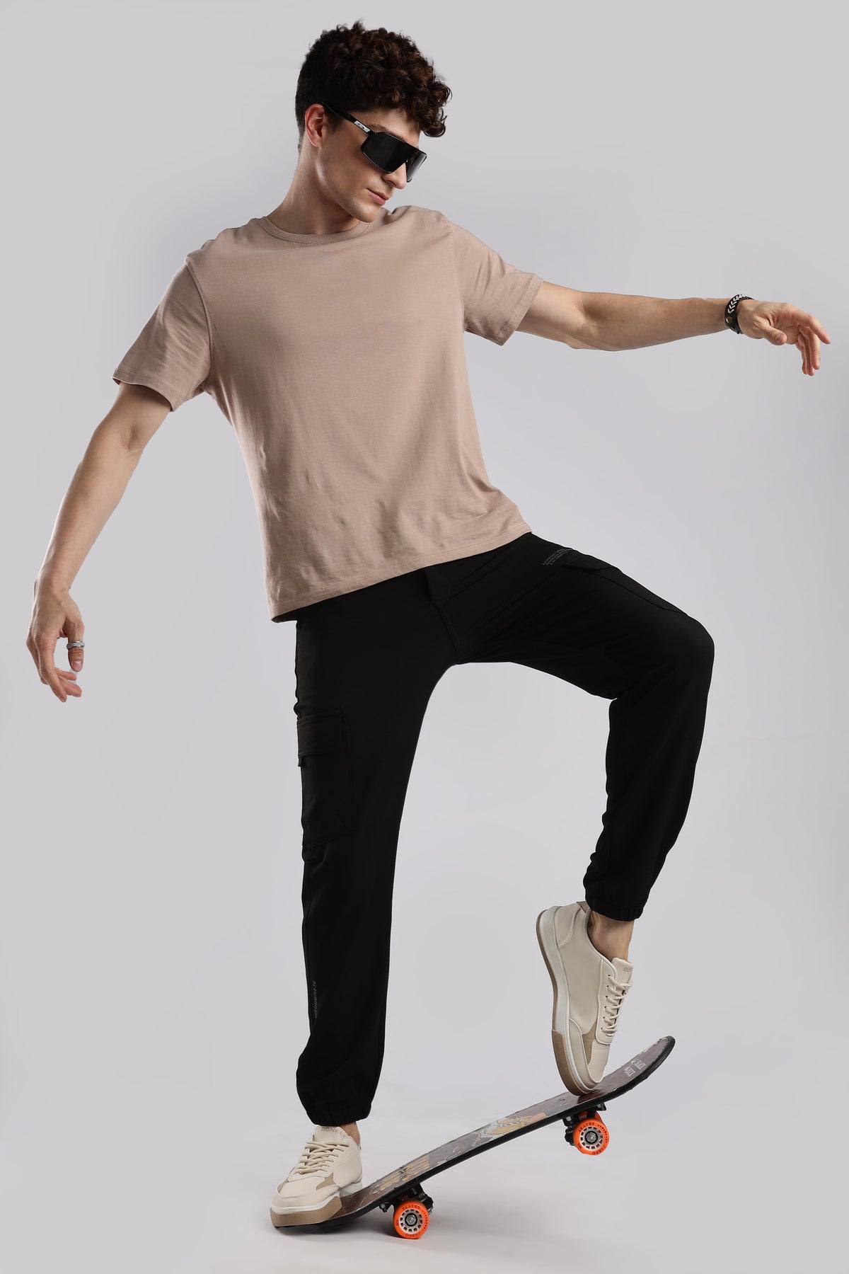 Men Structured Imported Utility Joggers-Black