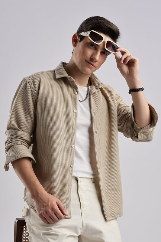 Men Knitted TXO Shirts-Beige