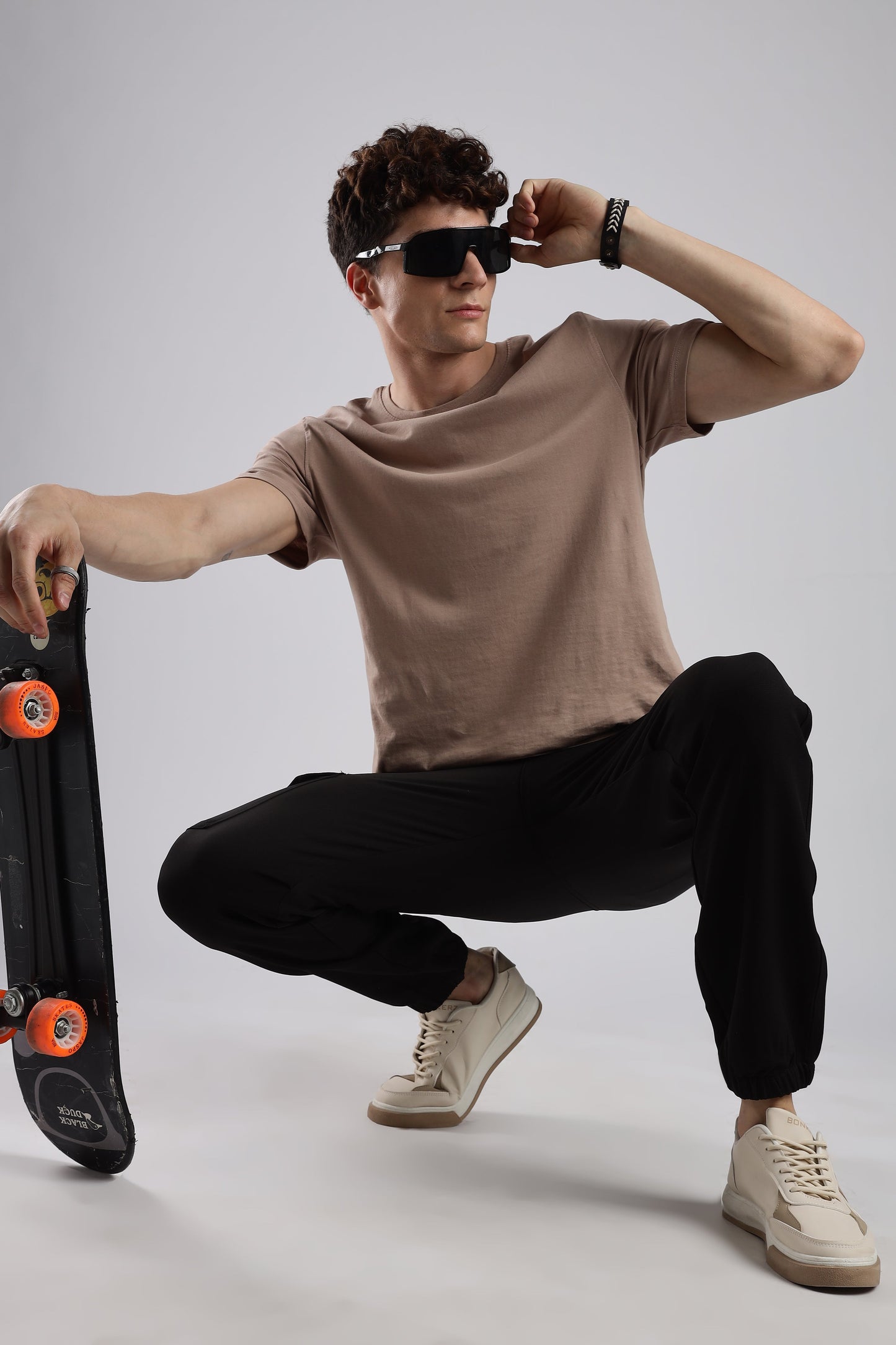 Men Structured Imported Utility Joggers-Black