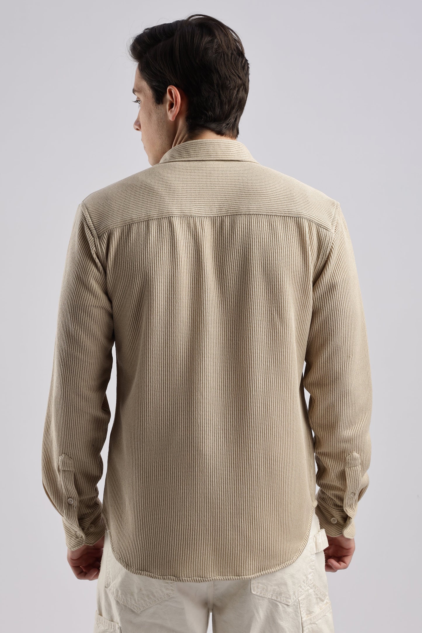 Men Knitted TXO Shirts-Beige
