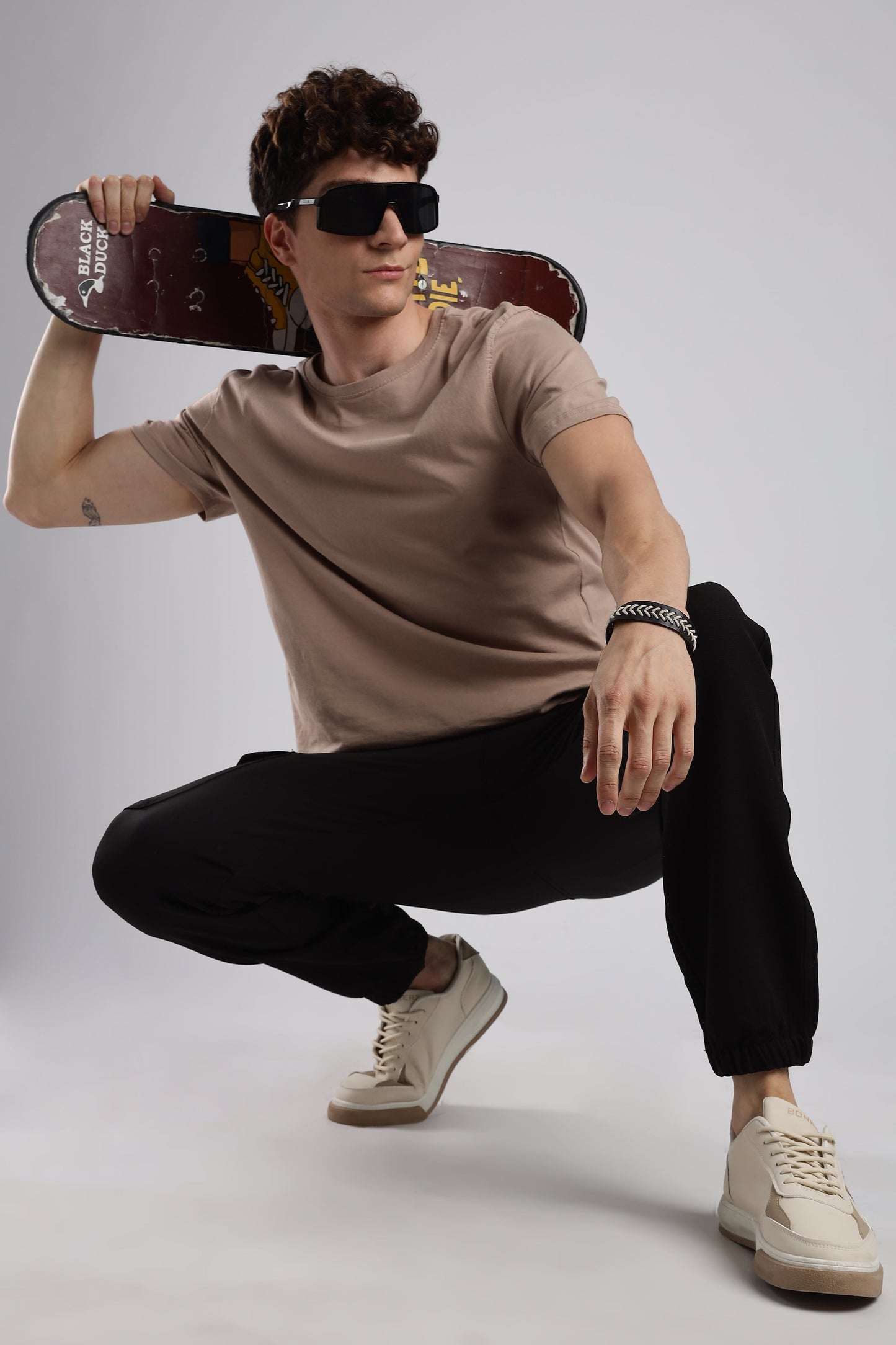Men Structured Imported Utility Joggers-Black