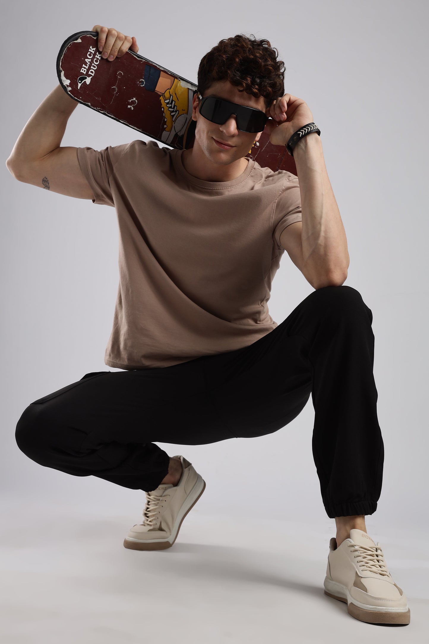 Men Structured Imported Utility Joggers-Black