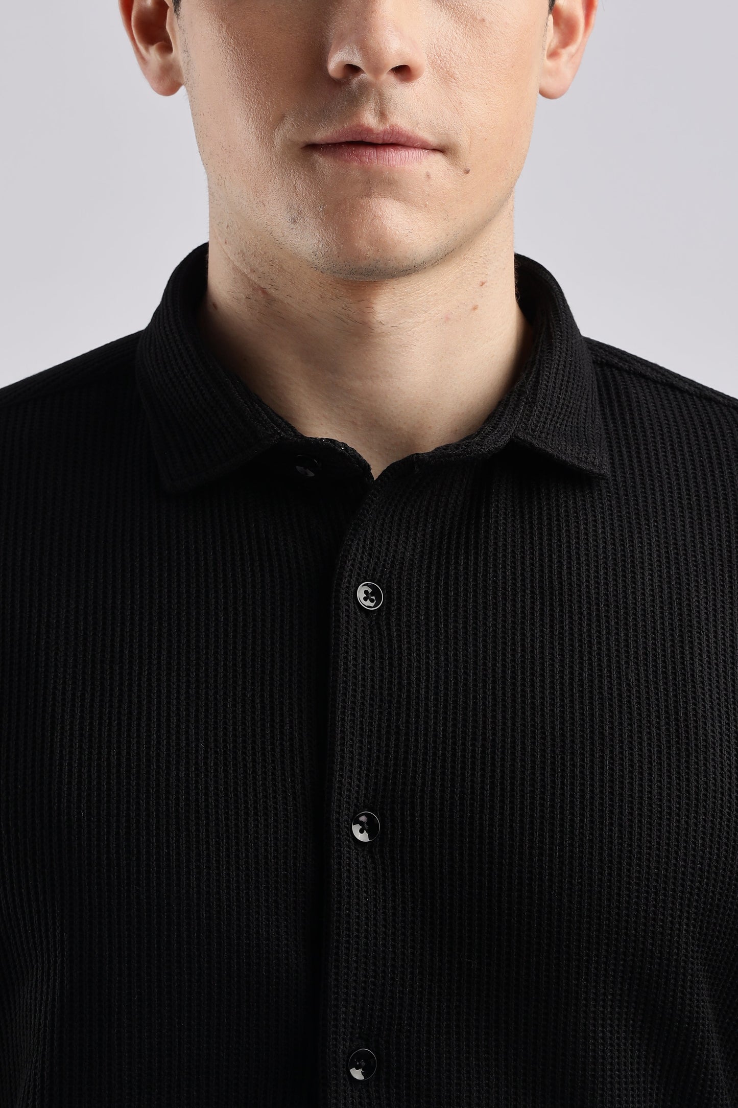 Men Knitted TXO Shirts-Black