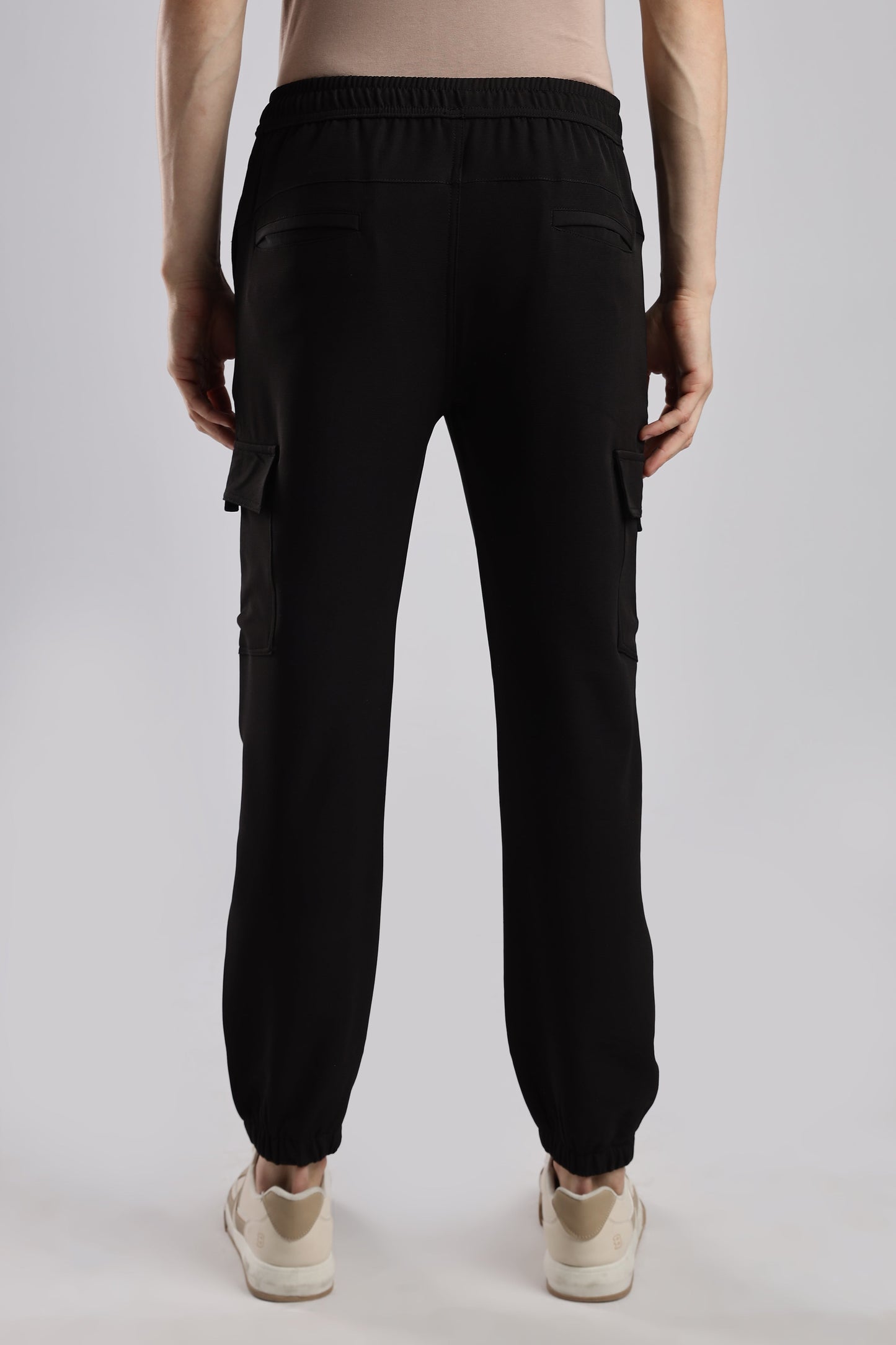 Men Structured Imported Utility Joggers-Black