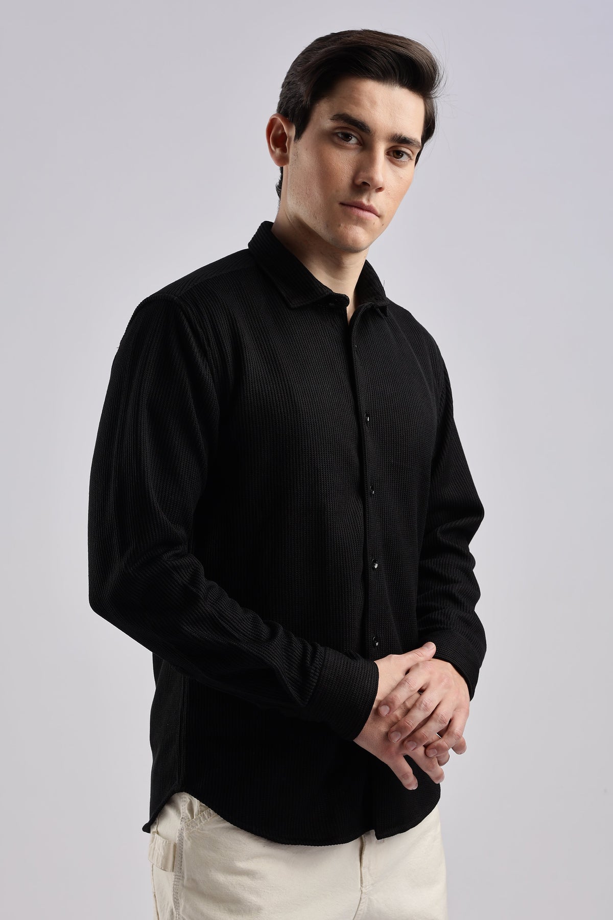 Men Knitted TXO Shirts-Black