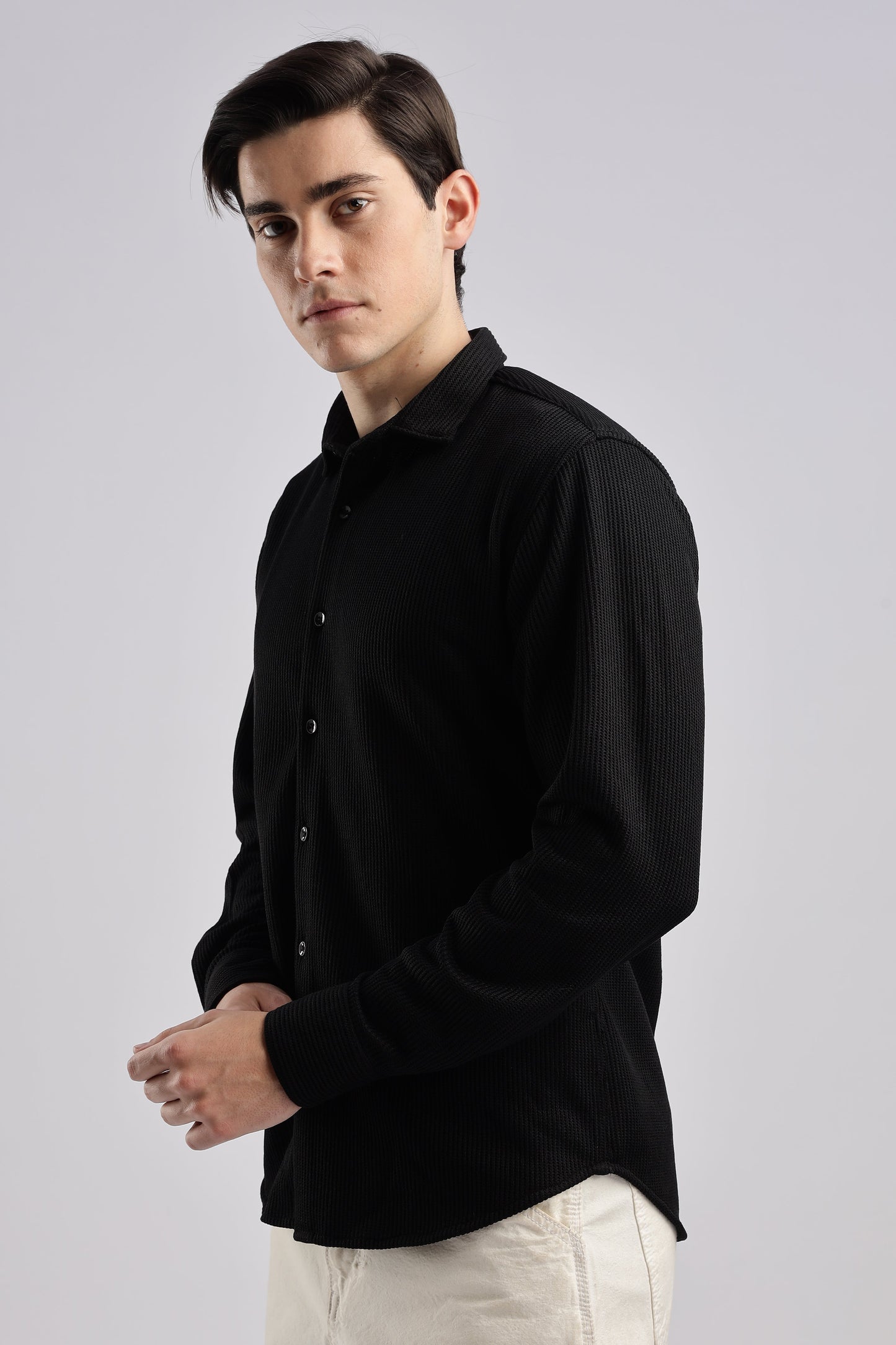 Men Knitted TXO Shirts-Black