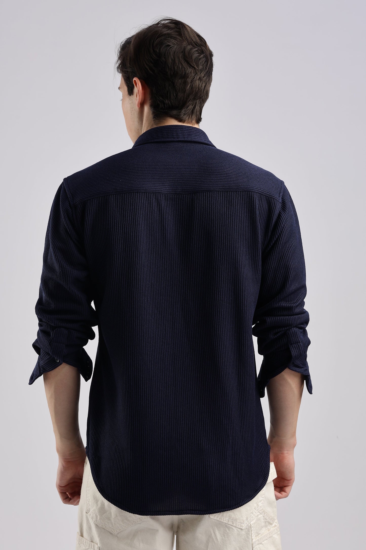 Men Knitted TXO Shirts-Navy