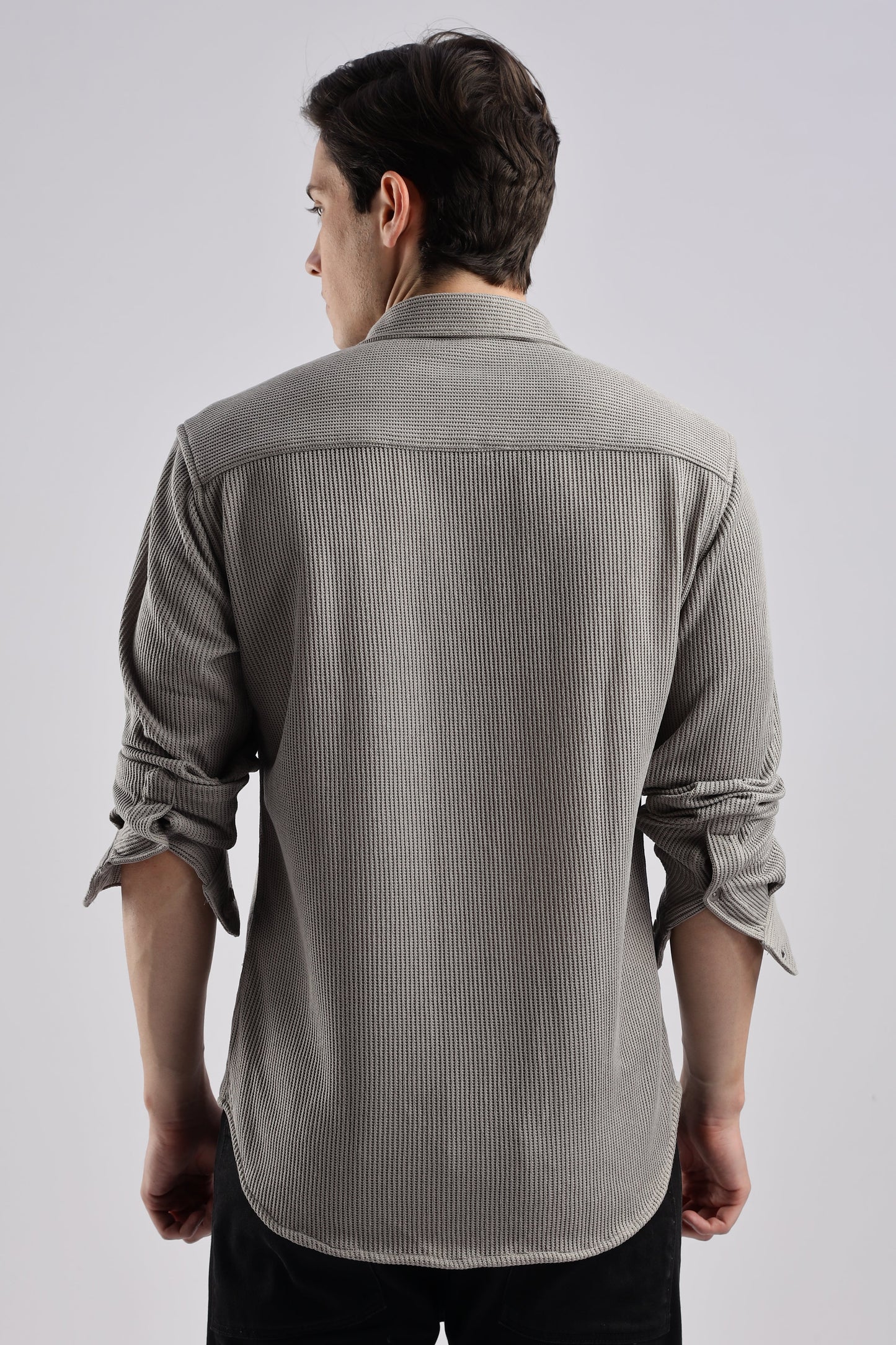 Men Knitted TXO Shirts-Charcoal
