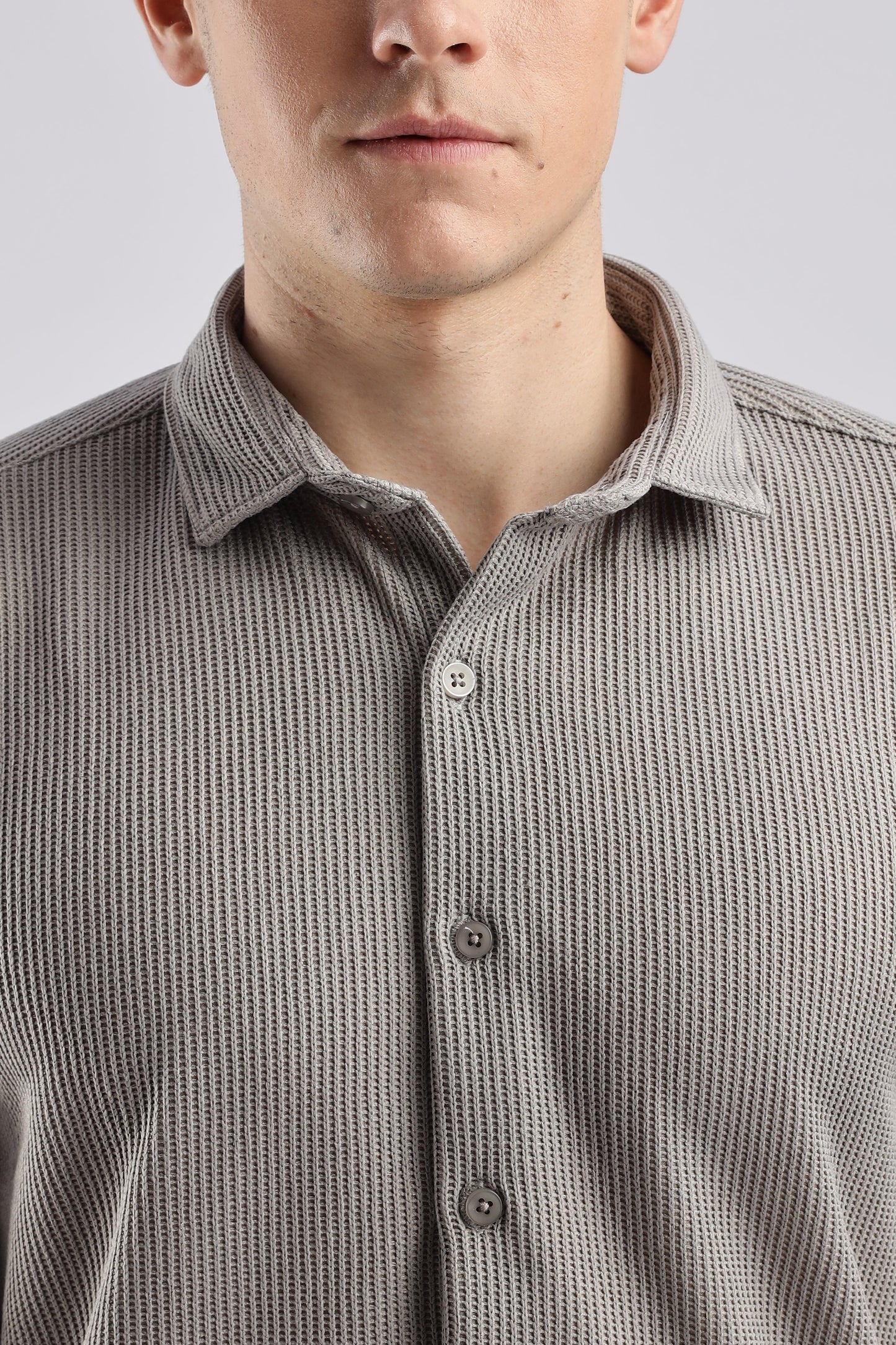 Men Knitted TXO Shirts-Charcoal