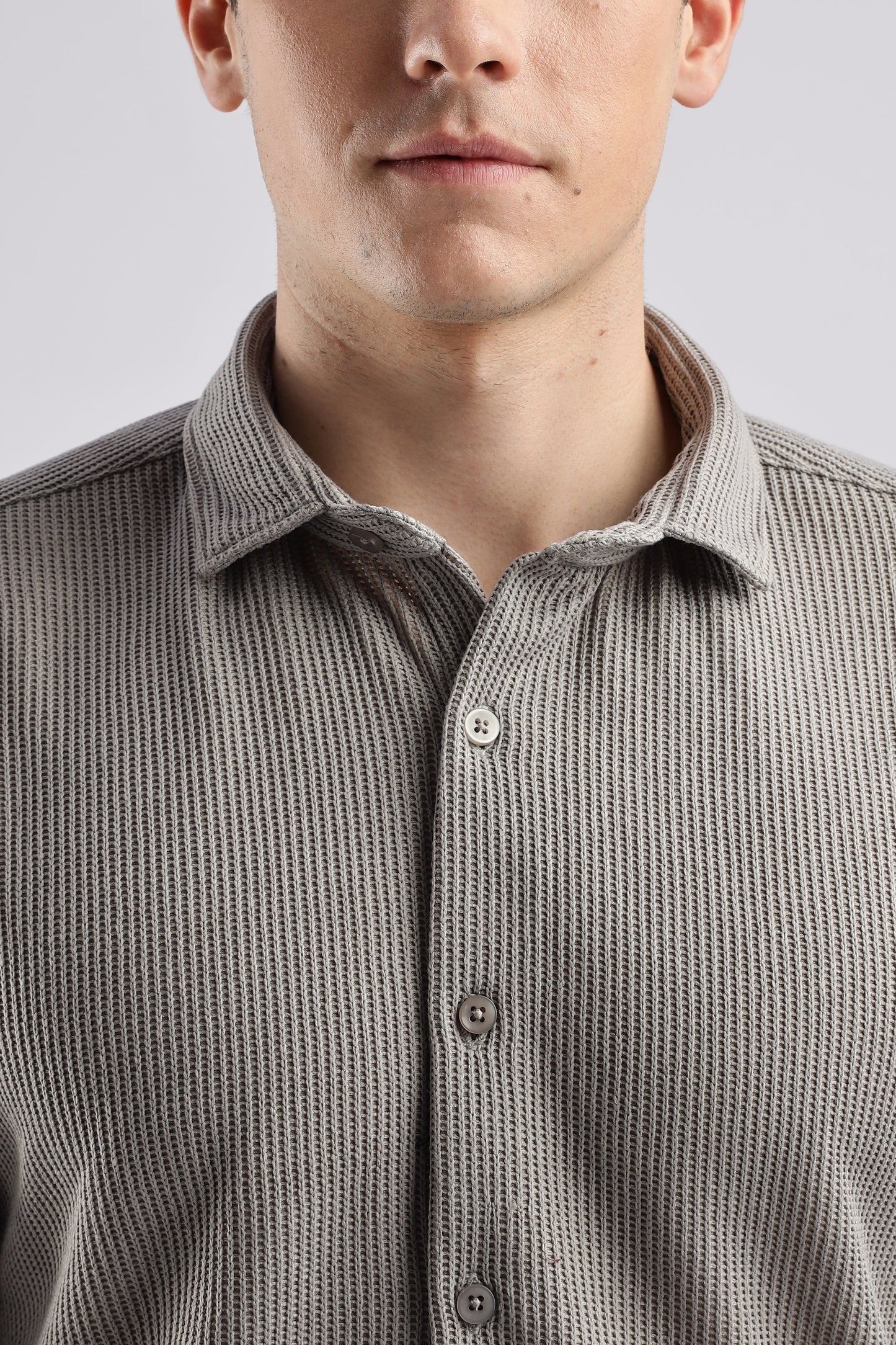 Men Knitted TXO Shirts-Grey