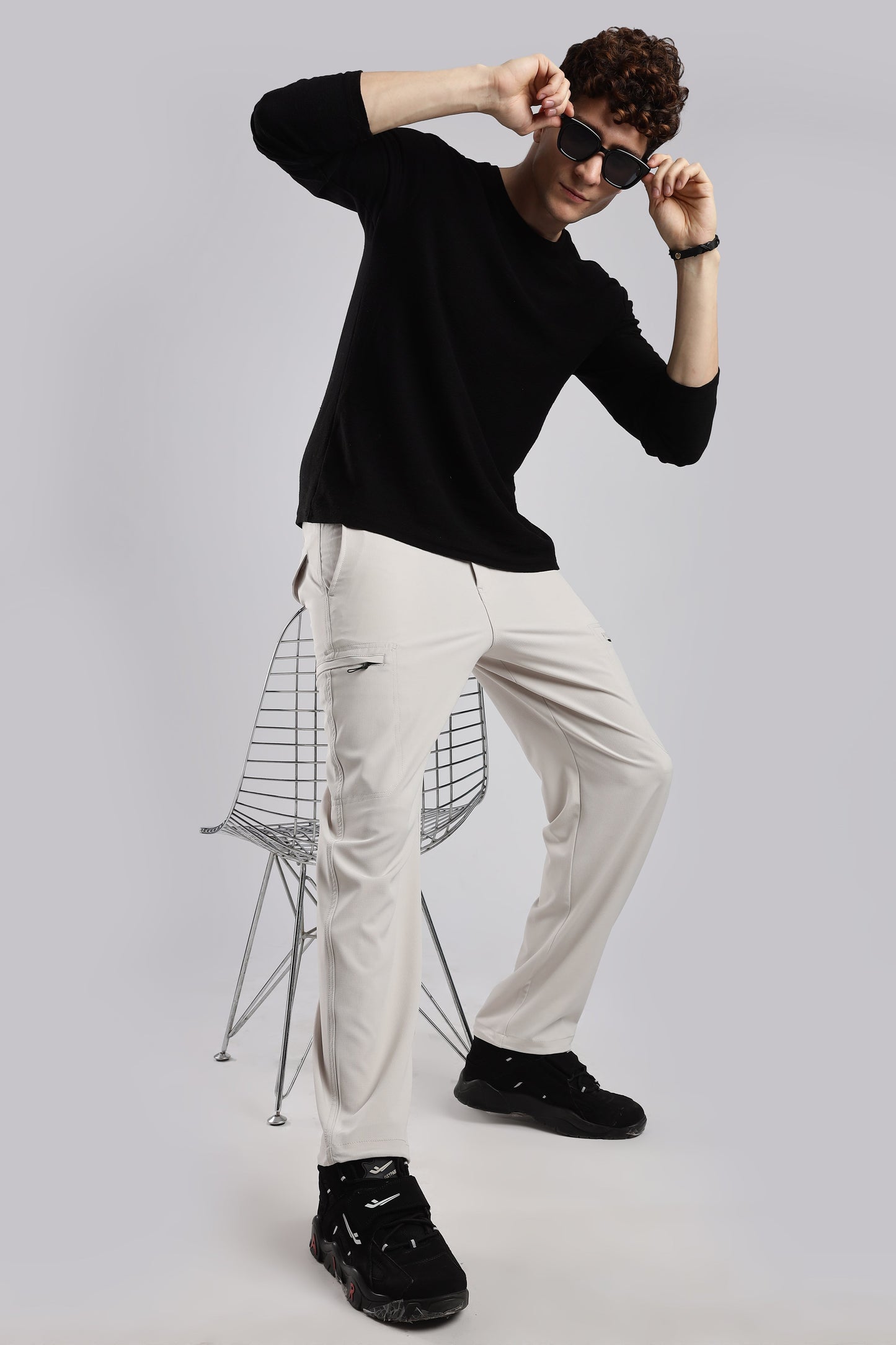 Men Structured Adventure Cargo-Cream