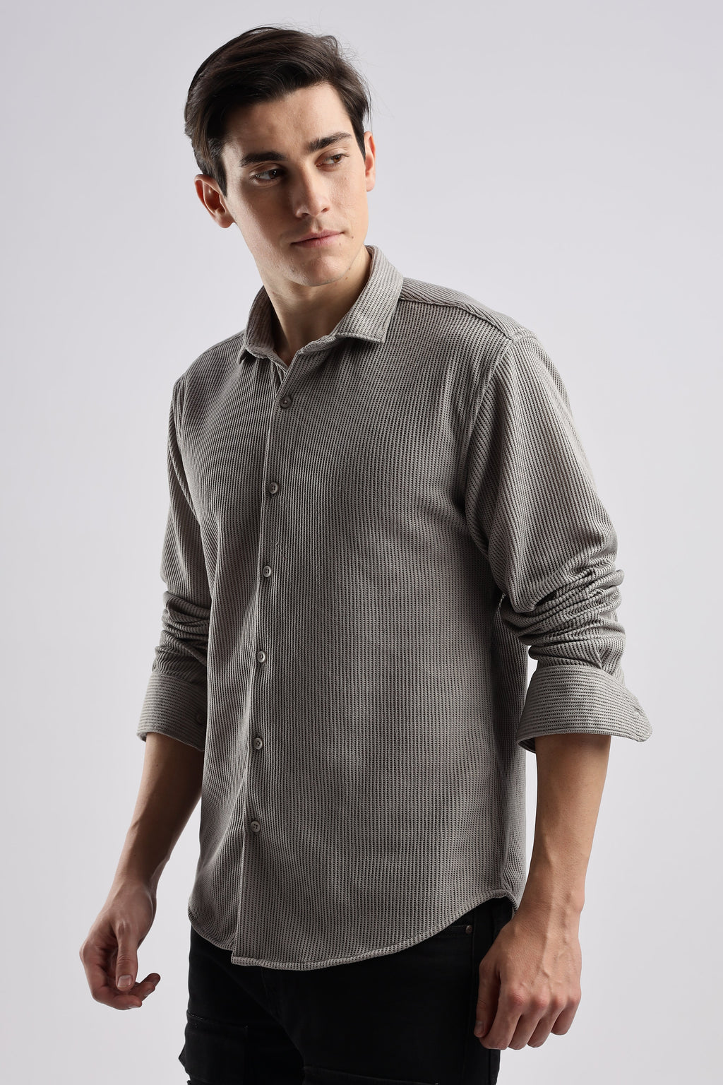 Men Knitted TXO Shirts-Grey