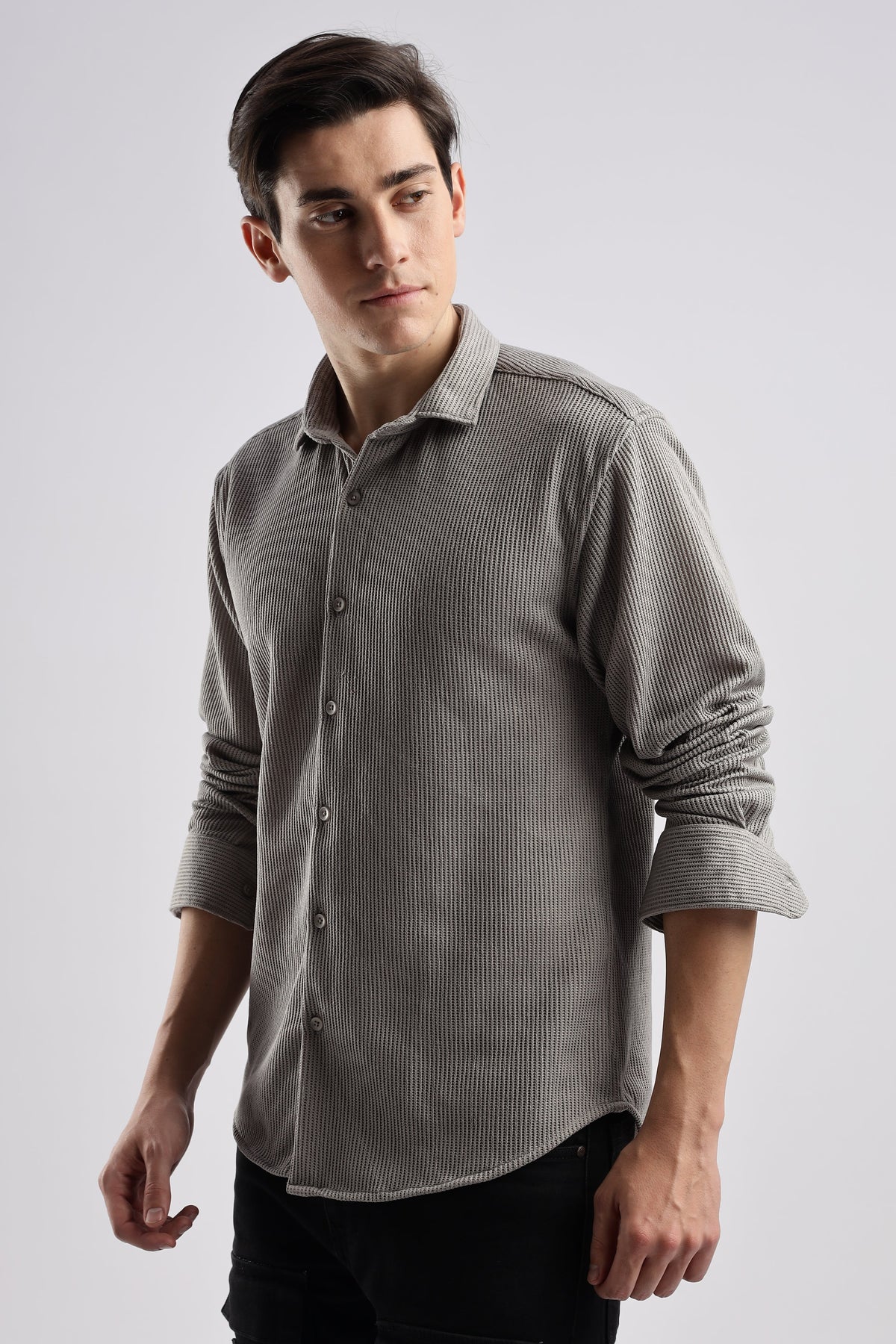 Men Knitted TXO Shirts-Grey