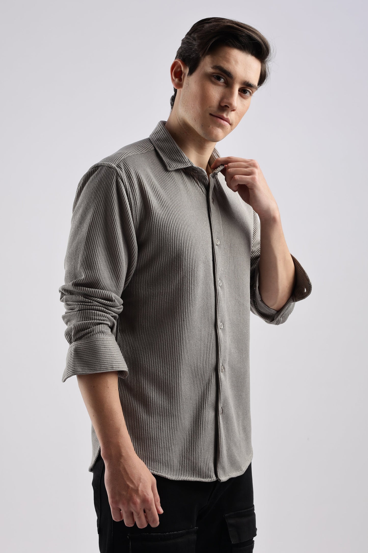 Men Knitted TXO Shirts-Grey