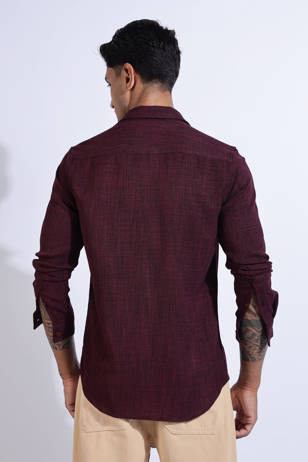 Men Air Like Linen Vintage Shirt-Maroon