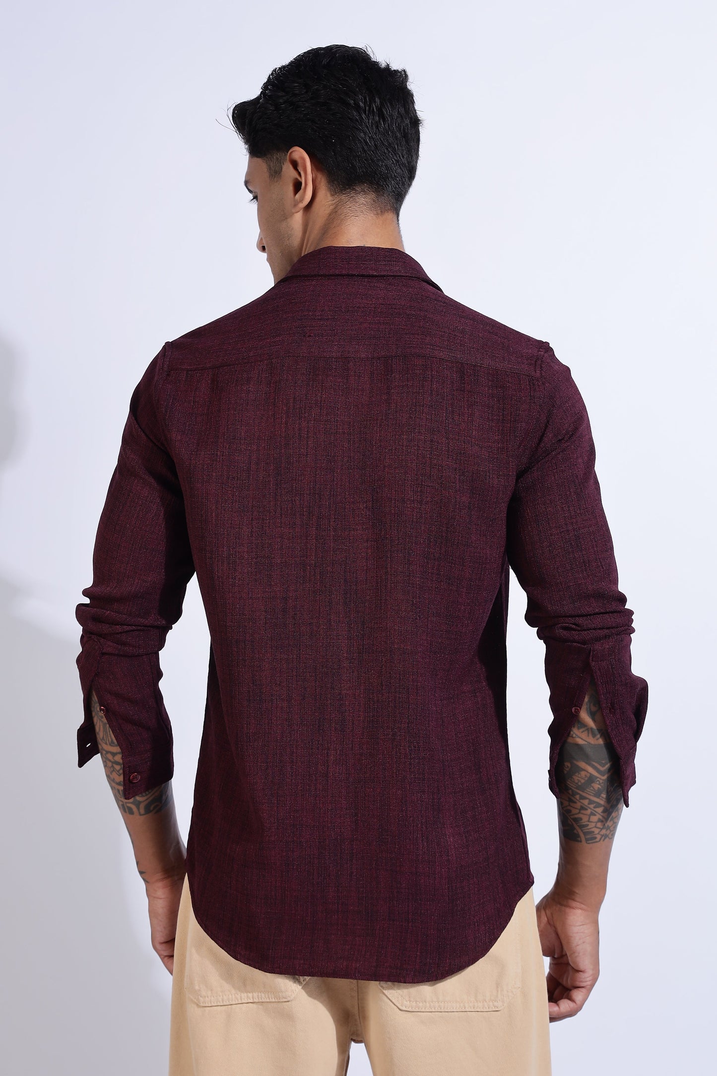Men Air Like Linen Vintage Shirt-Maroon