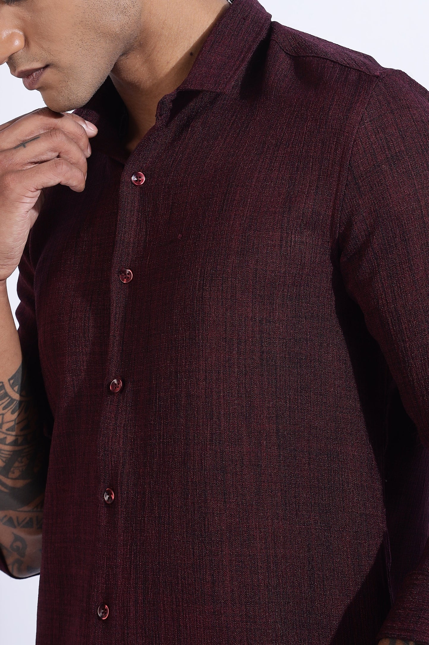 Men Air Like Linen Vintage Shirt-Maroon